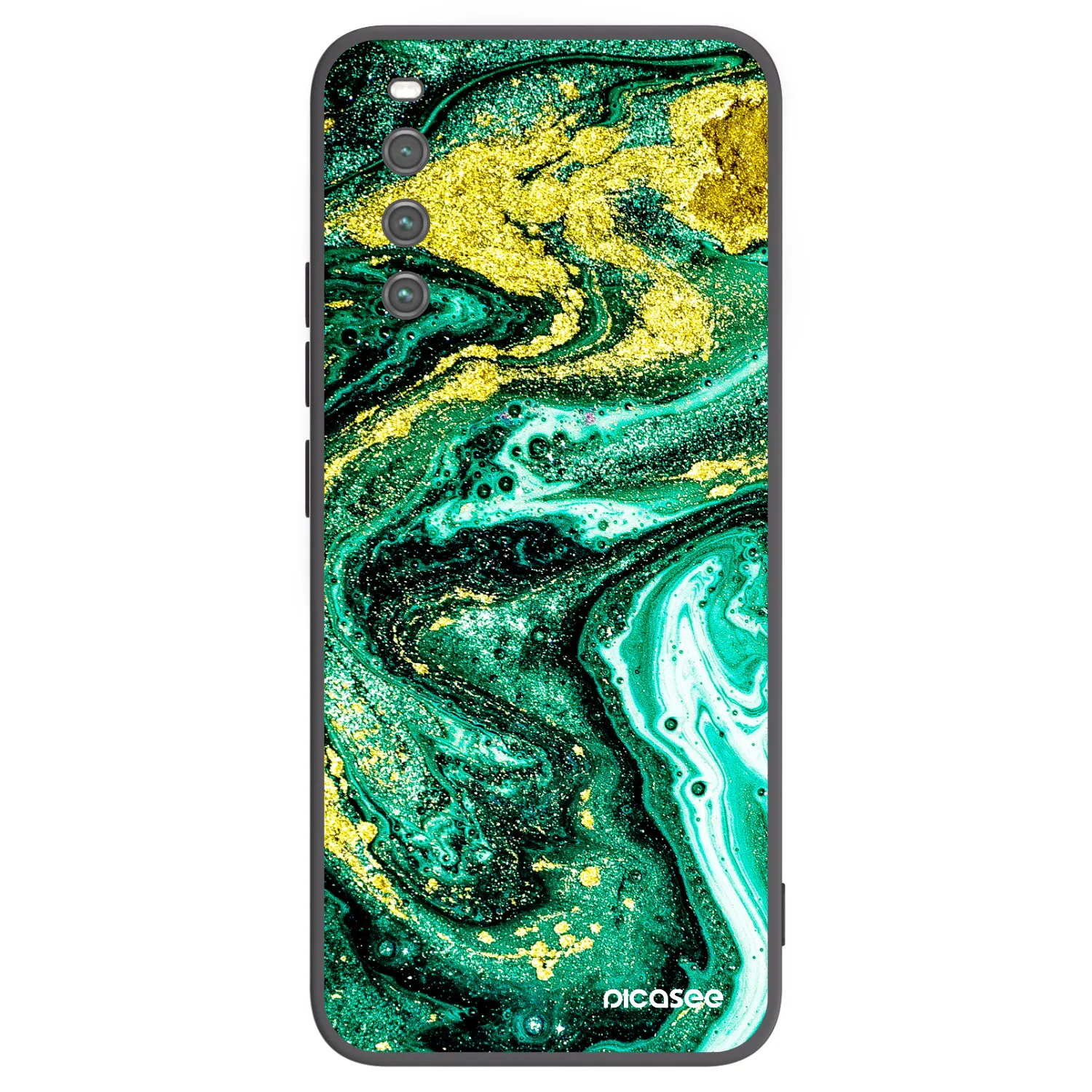 Picasee Sony Xperia 10 IV 5G Hülle - Schwarzes Silikon - Green Gold