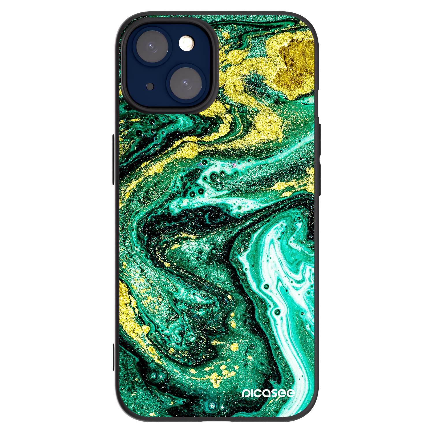 Picasee Apple iPhone 14 Hülle - Schwarzes Silikon - Green Gold