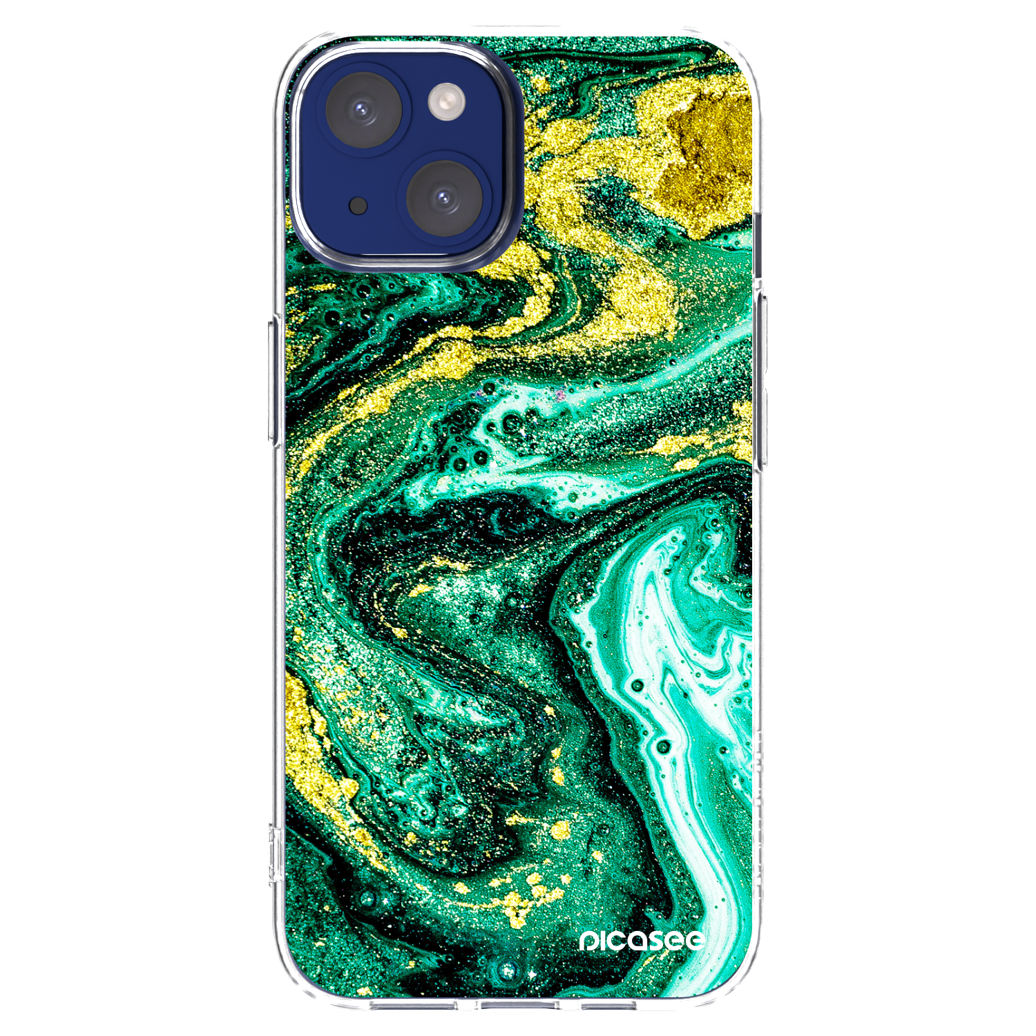 Picasee Apple iPhone 14 Hülle - Transparentes Silikon - Green Gold