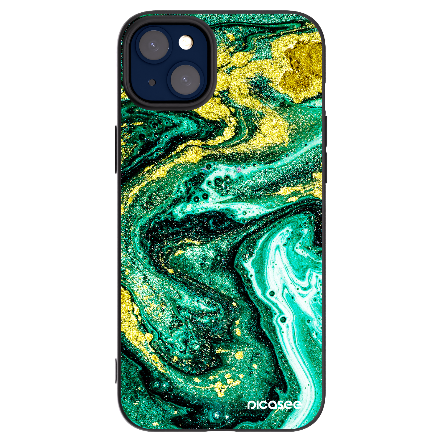 Picasee Apple iPhone 14 Plus Hülle - Schwarzes Silikon - Green Gold