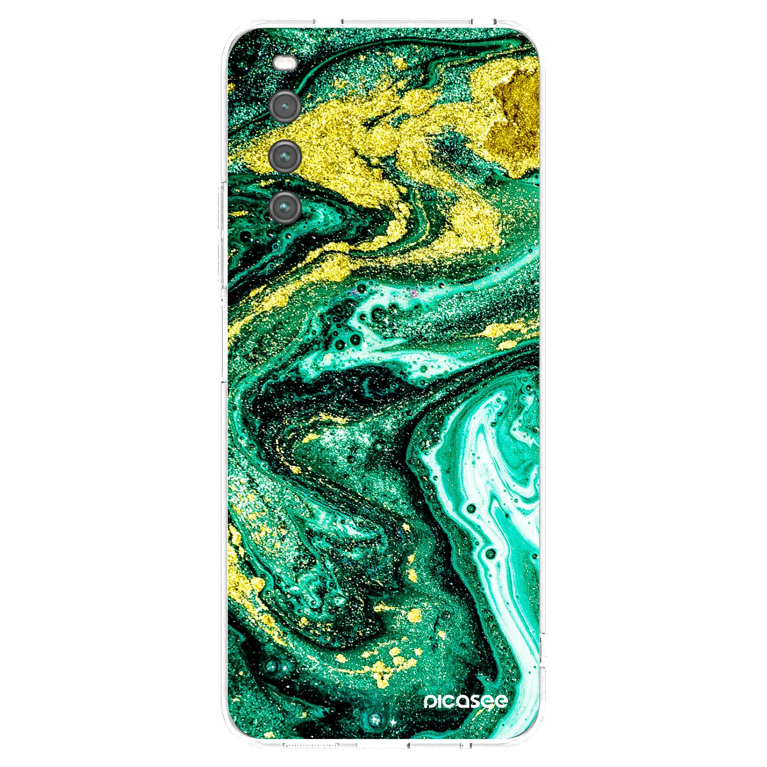 Picasee Sony Xperia 10 IV 5G Hülle - Transparentes Silikon - Green Gold