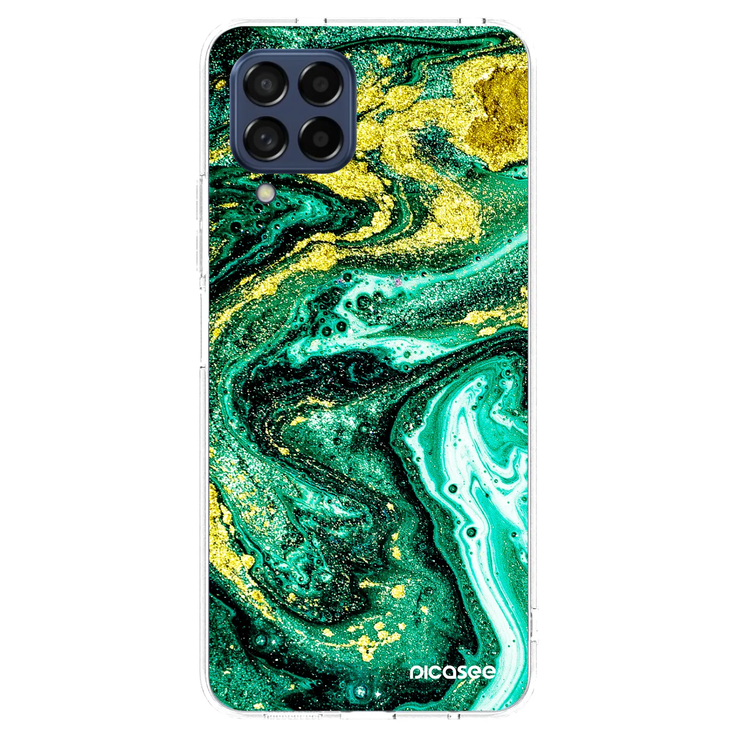 Picasee Samsung Galaxy M53 5G Hülle - Transparentes Silikon - Green Gold