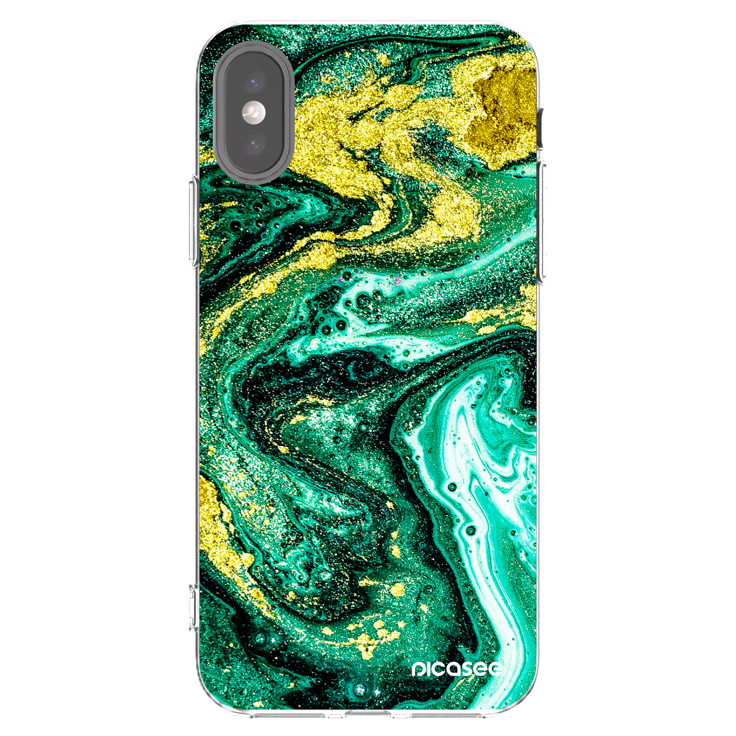 Picasee Apple iPhone X/XS Hülle - Transparentes Silikon - Green Gold