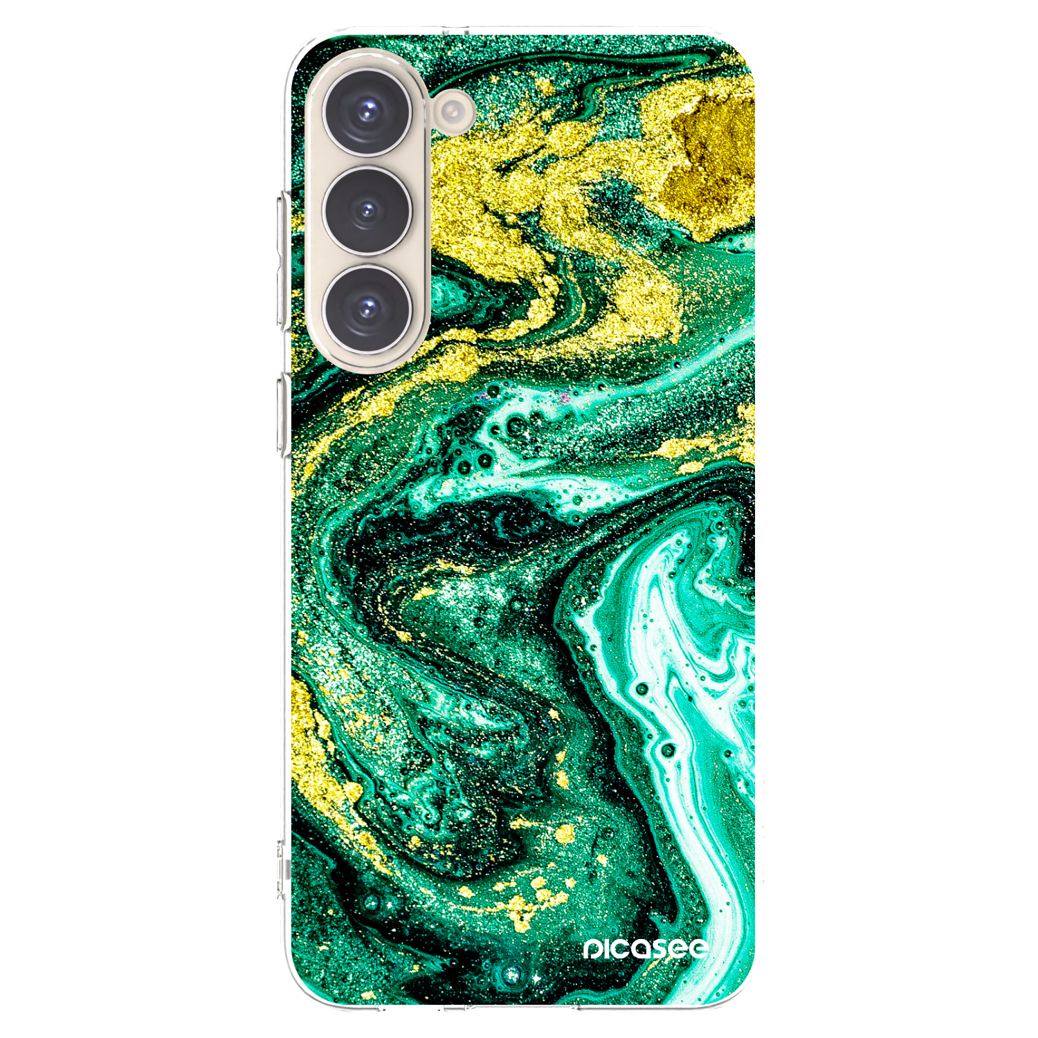 Picasee Samsung Galaxy S23+ 5G Hülle - Transparentes Silikon - Green Gold