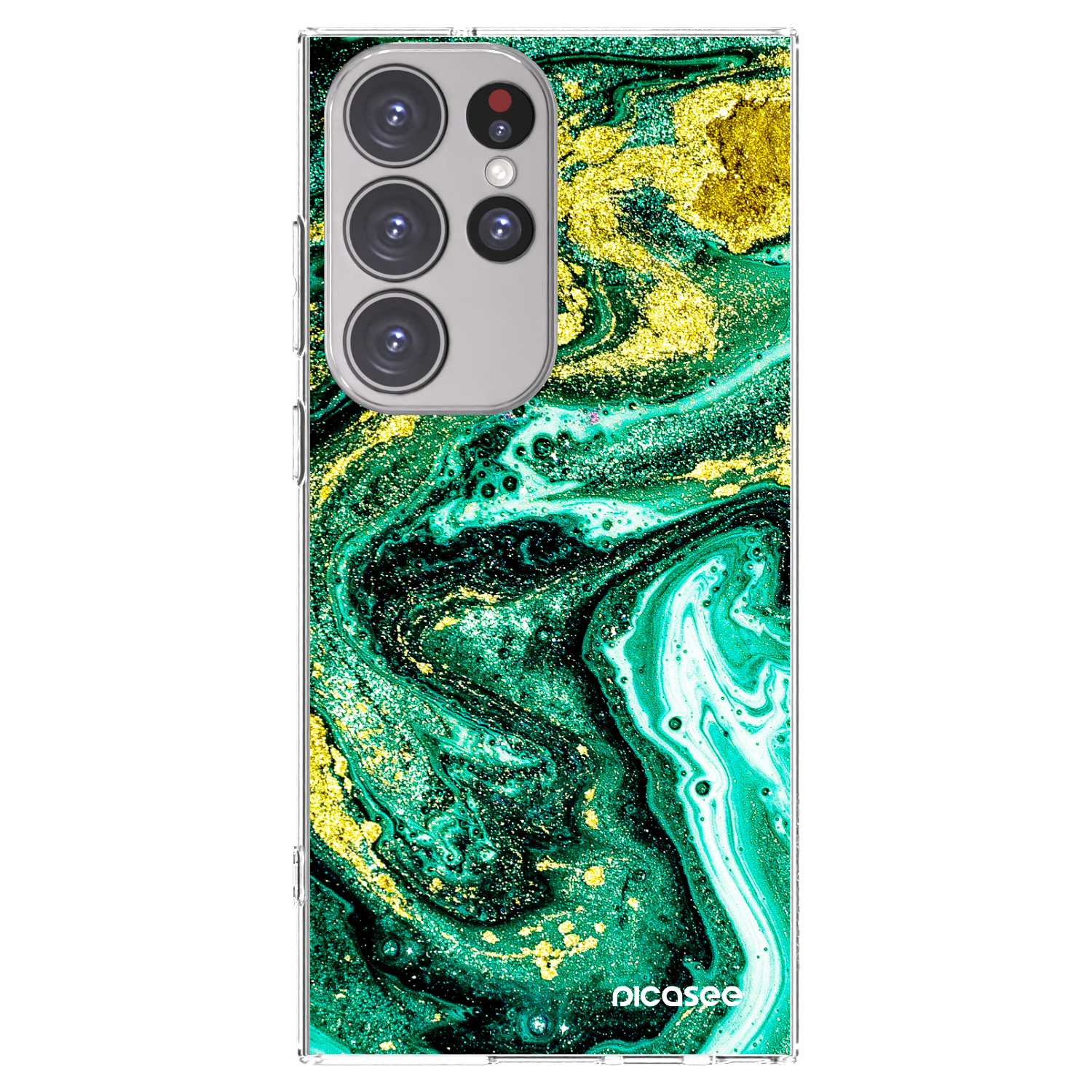 Picasee Samsung Galaxy S23 Ultra 5G Hülle - Transparentes Silikon - Green Gold