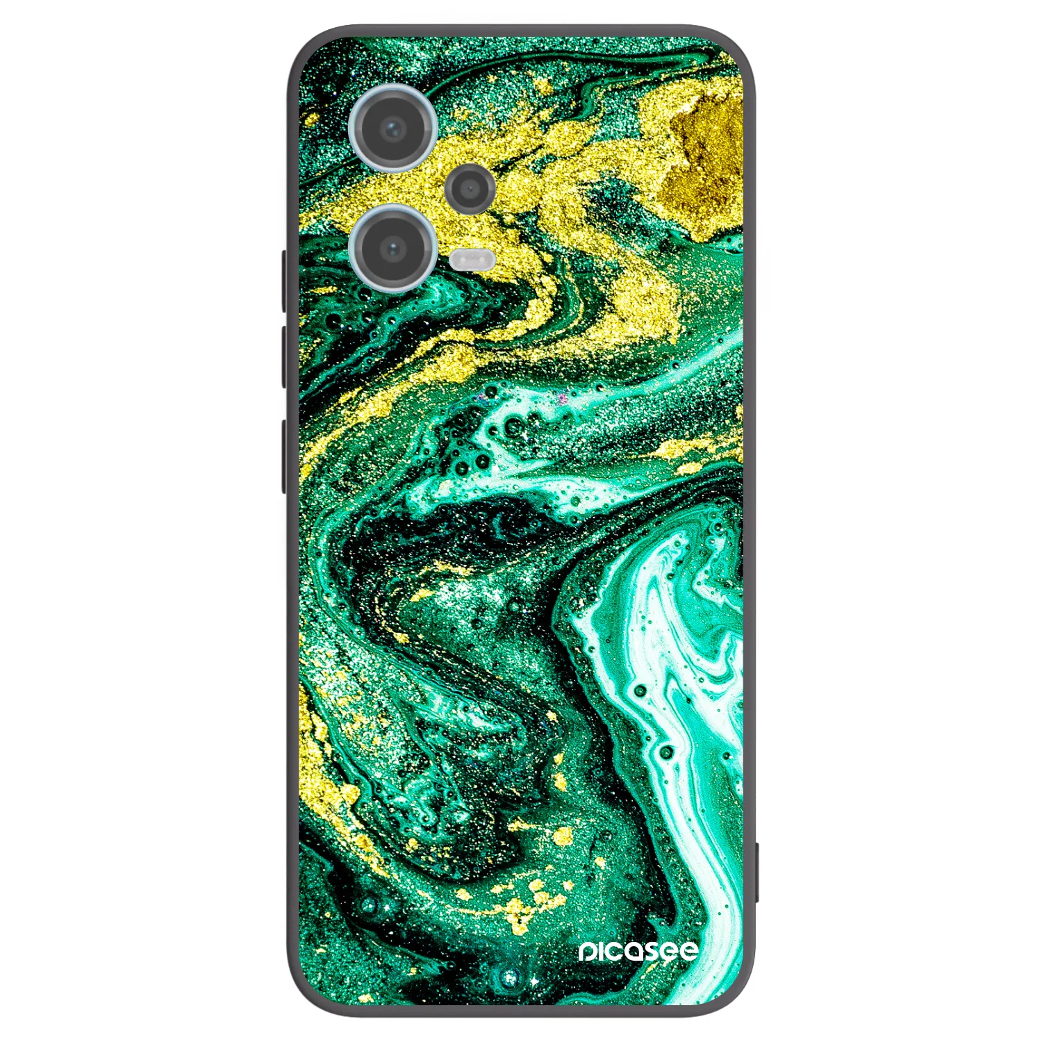 Picasee Xiaomi Redmi Note 12 5G Hülle - Schwarzes Silikon - Green Gold
