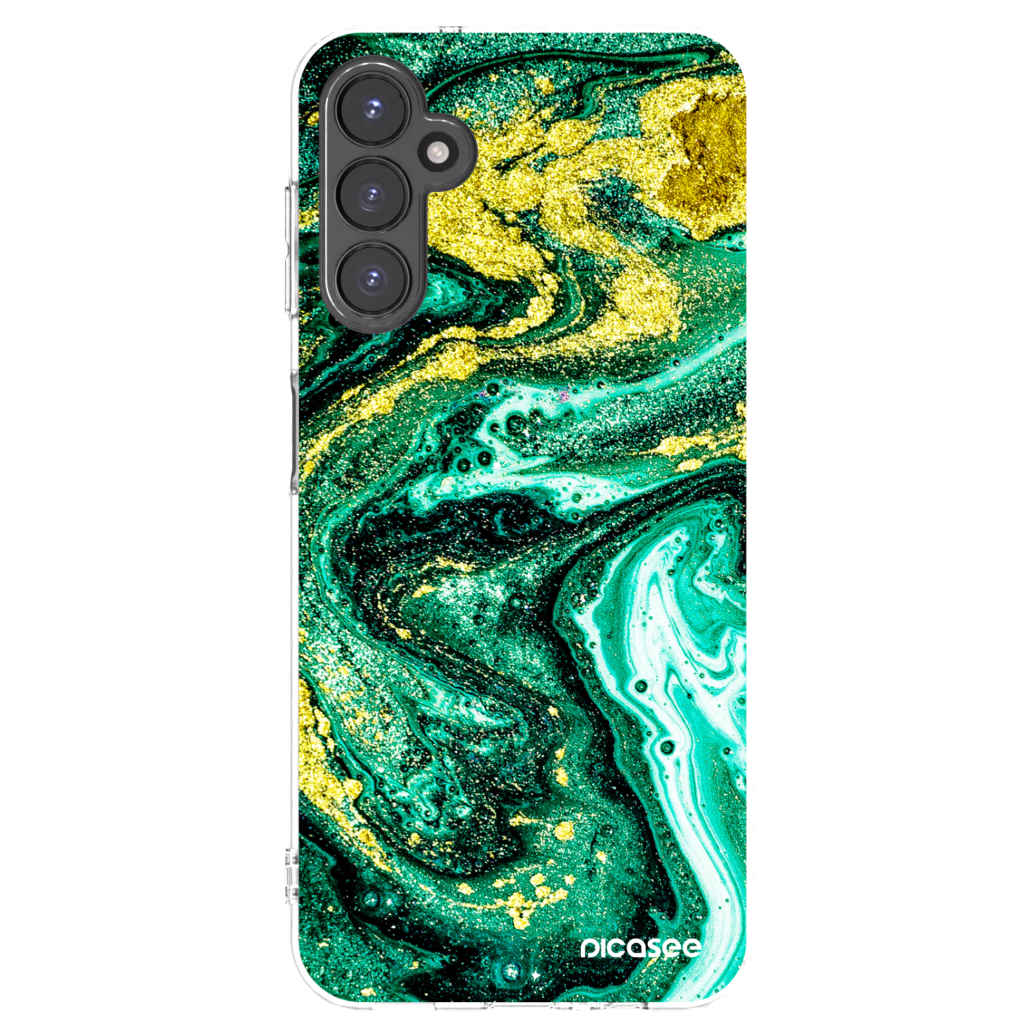 Picasee Samsung Galaxy A14 5G A146P Hülle - Transparentes Silikon - Green Gold