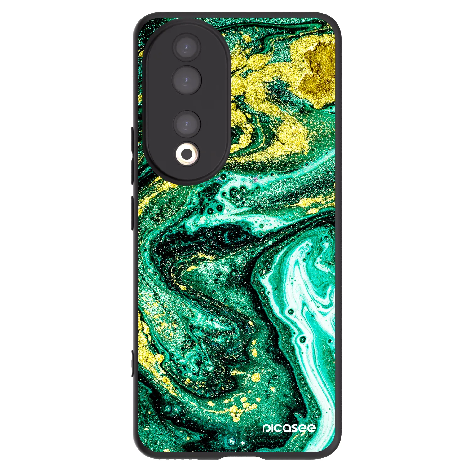 Picasee Honor 90 5G Hülle - Schwarzes Silikon - Green Gold