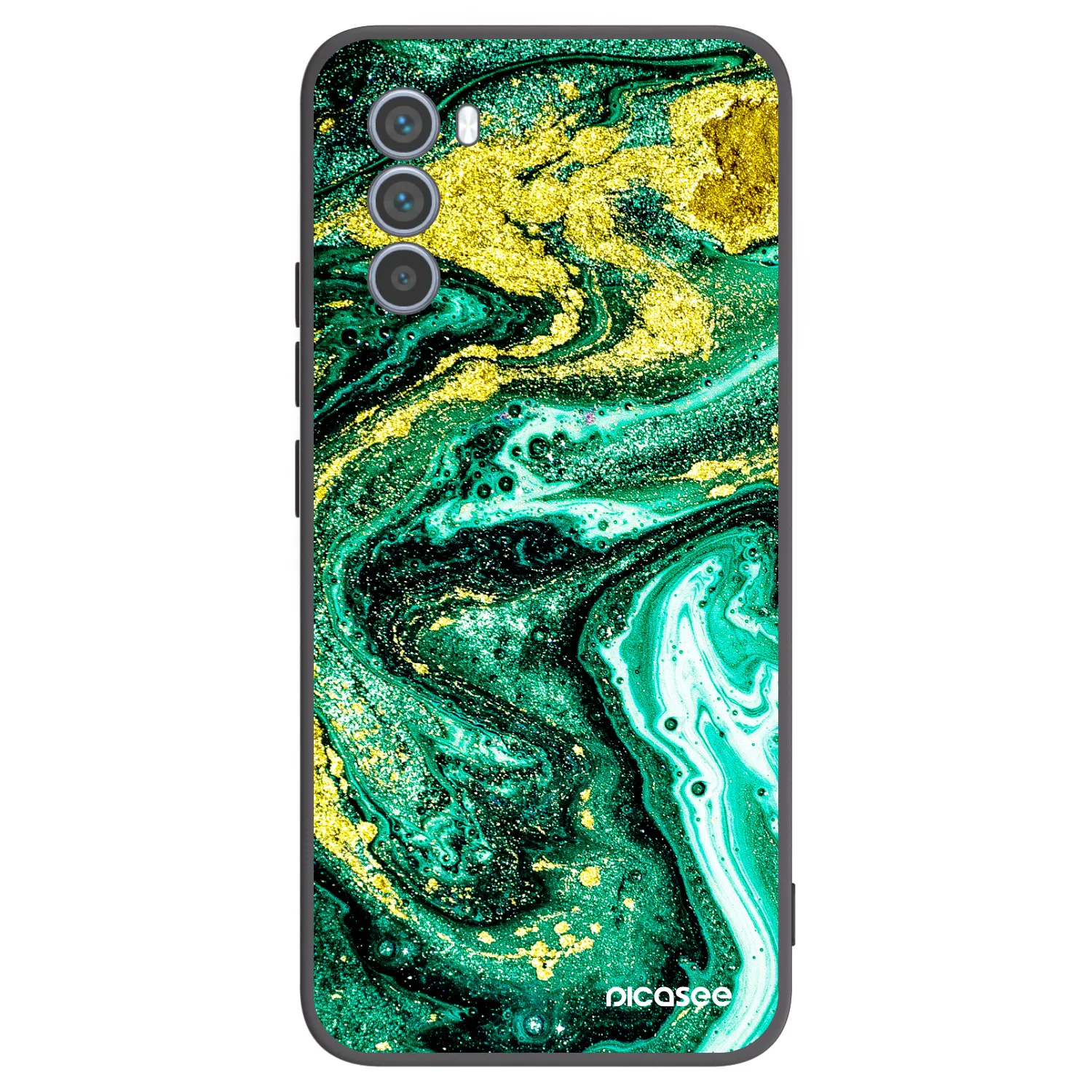 Picasee Motorola Moto G62 Hülle - Schwarzes Silikon - Green Gold