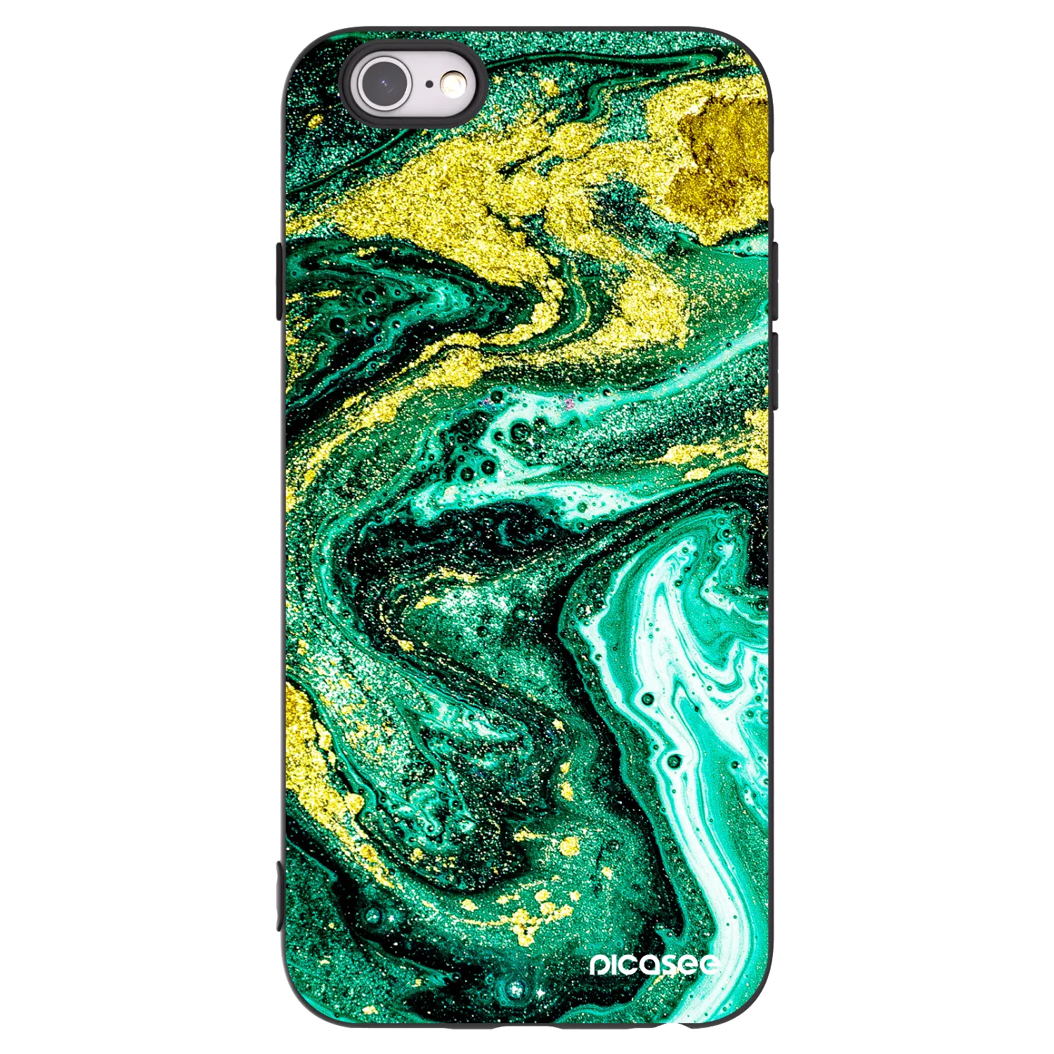 Picasee Apple iPhone 6/6S Hülle - Schwarzes Silikon - Green Gold
