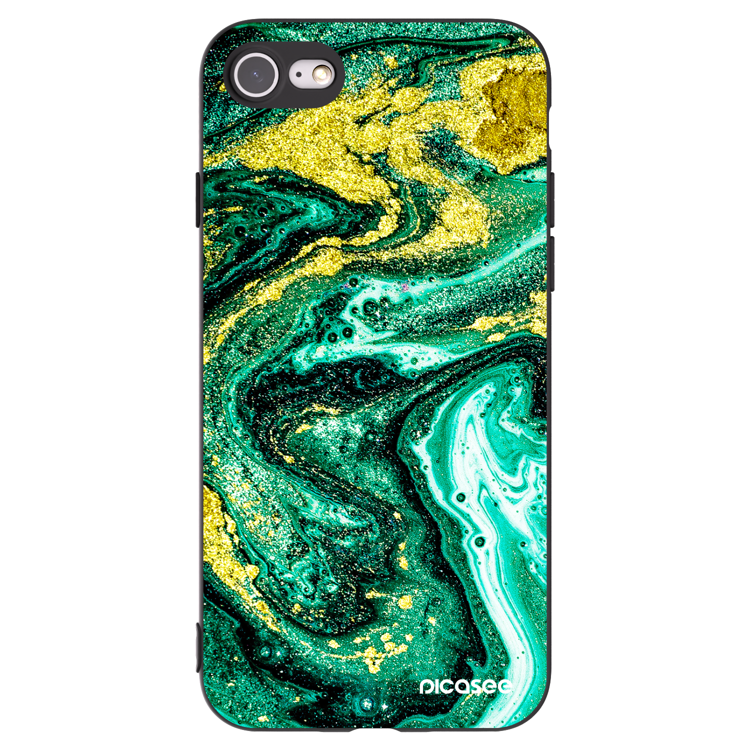 Picasee Apple iPhone 7 Hülle - Schwarzes Silikon - Green Gold