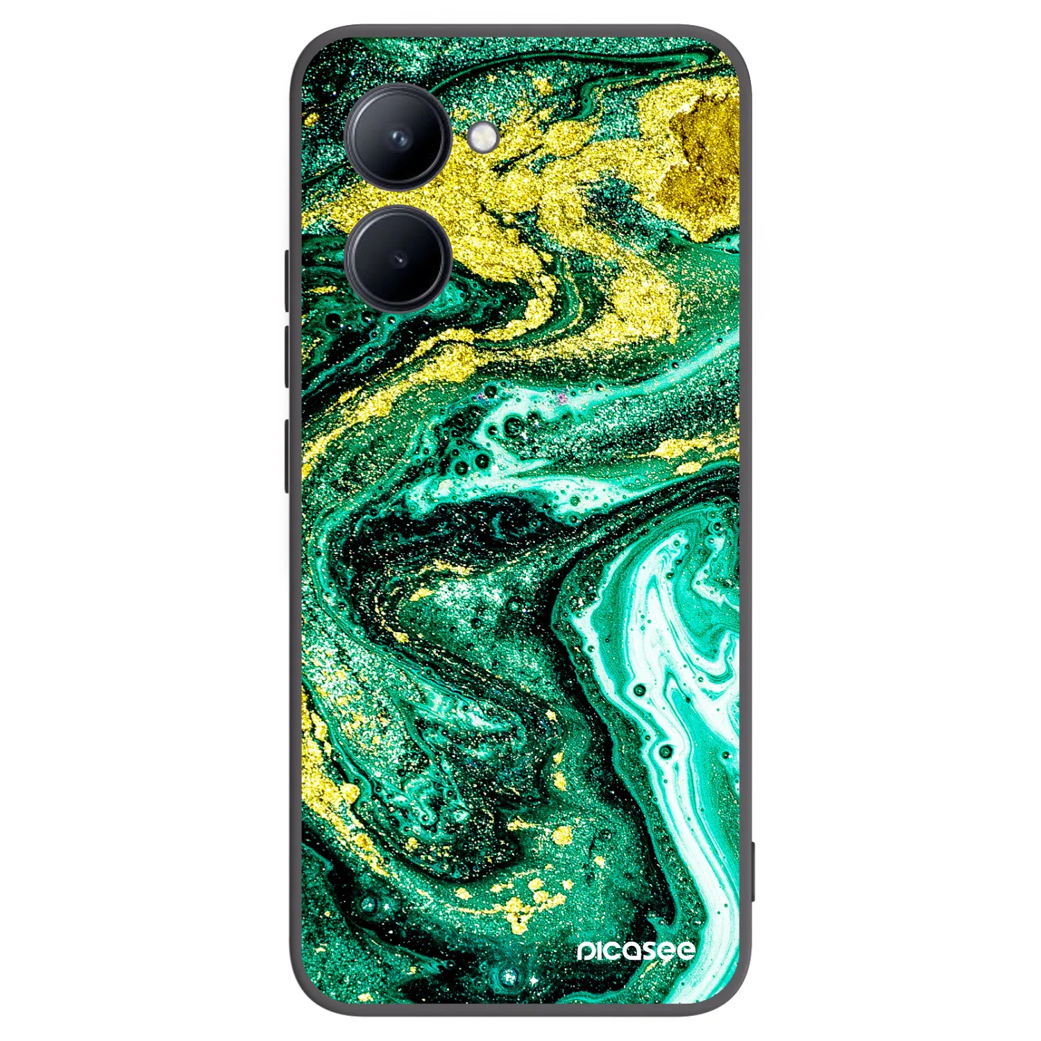 Picasee Realme C33 (2023) Hülle - Schwarzes Silikon - Green Gold