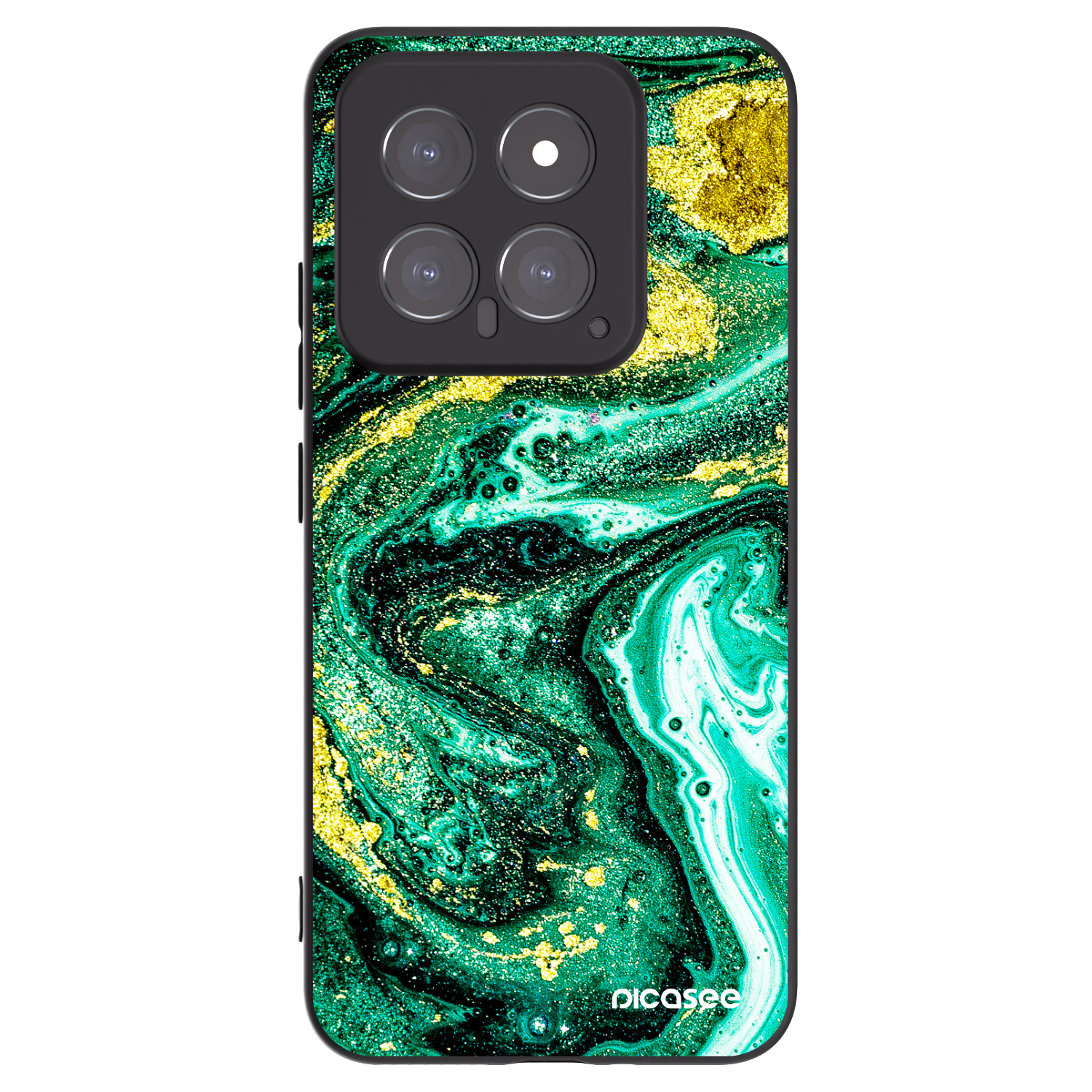 Picasee Xiaomi 14 Hülle - Schwarzes Silikon - Green Gold