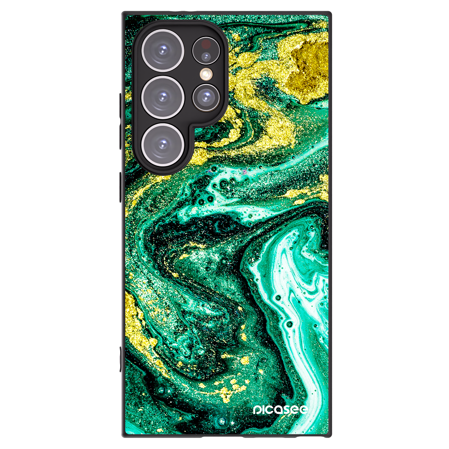 Picasee Samsung Galaxy S24 Ultra S928B 5G Hülle - Schwarzes Silikon - Green Gold