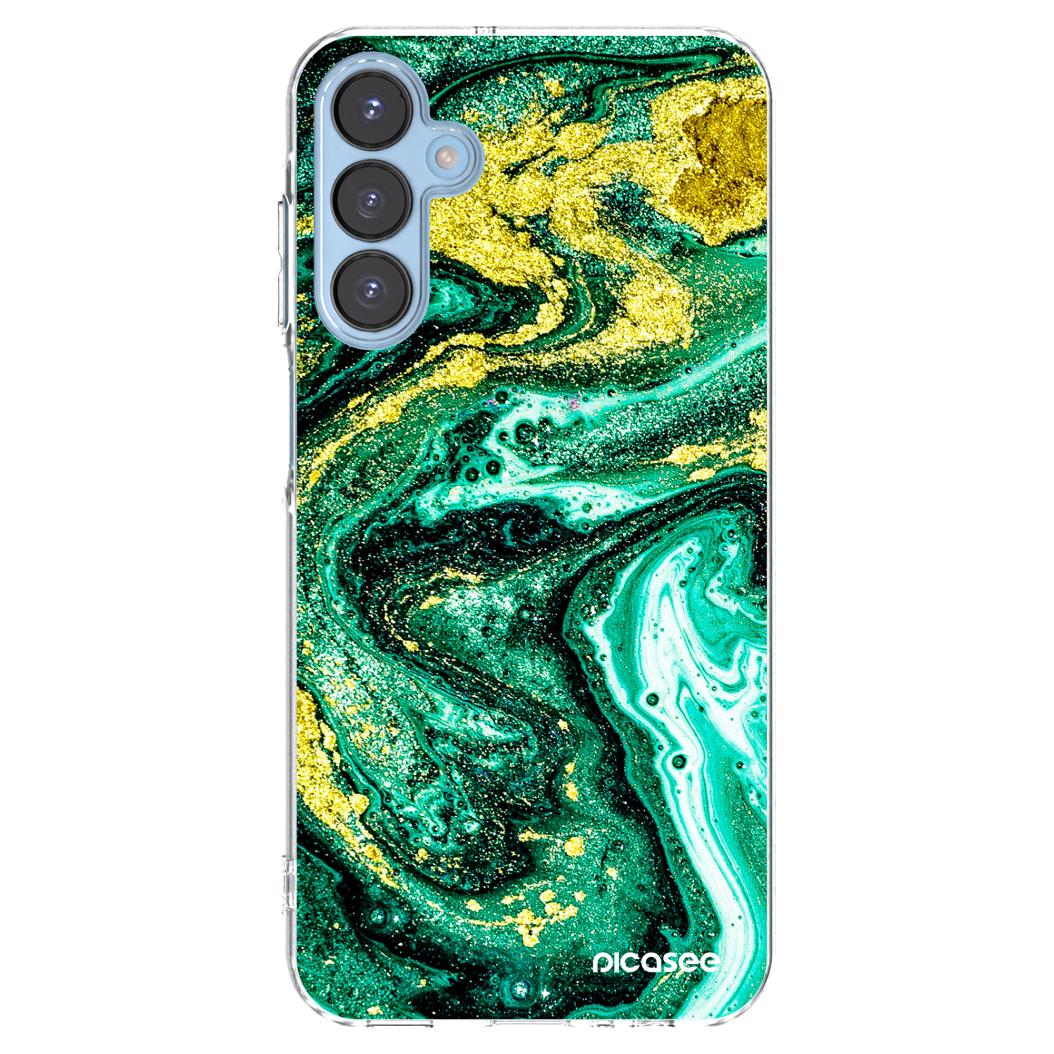 Picasee Samsung Galaxy A15 A156B 5G Hülle - Transparentes Silikon - Green Gold