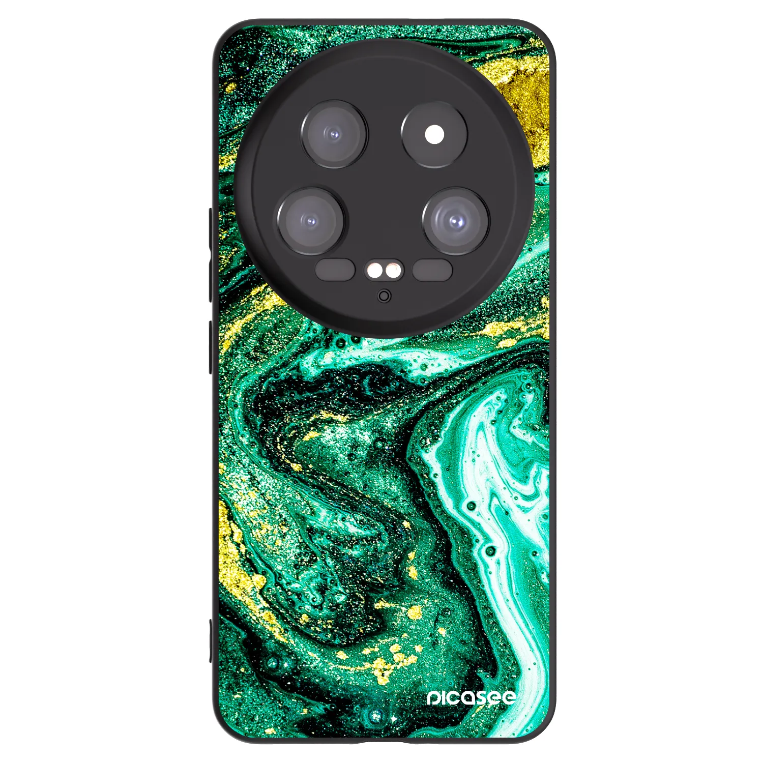 Picasee Xiaomi 14 Ultra Hülle - Schwarzes Silikon - Green Gold