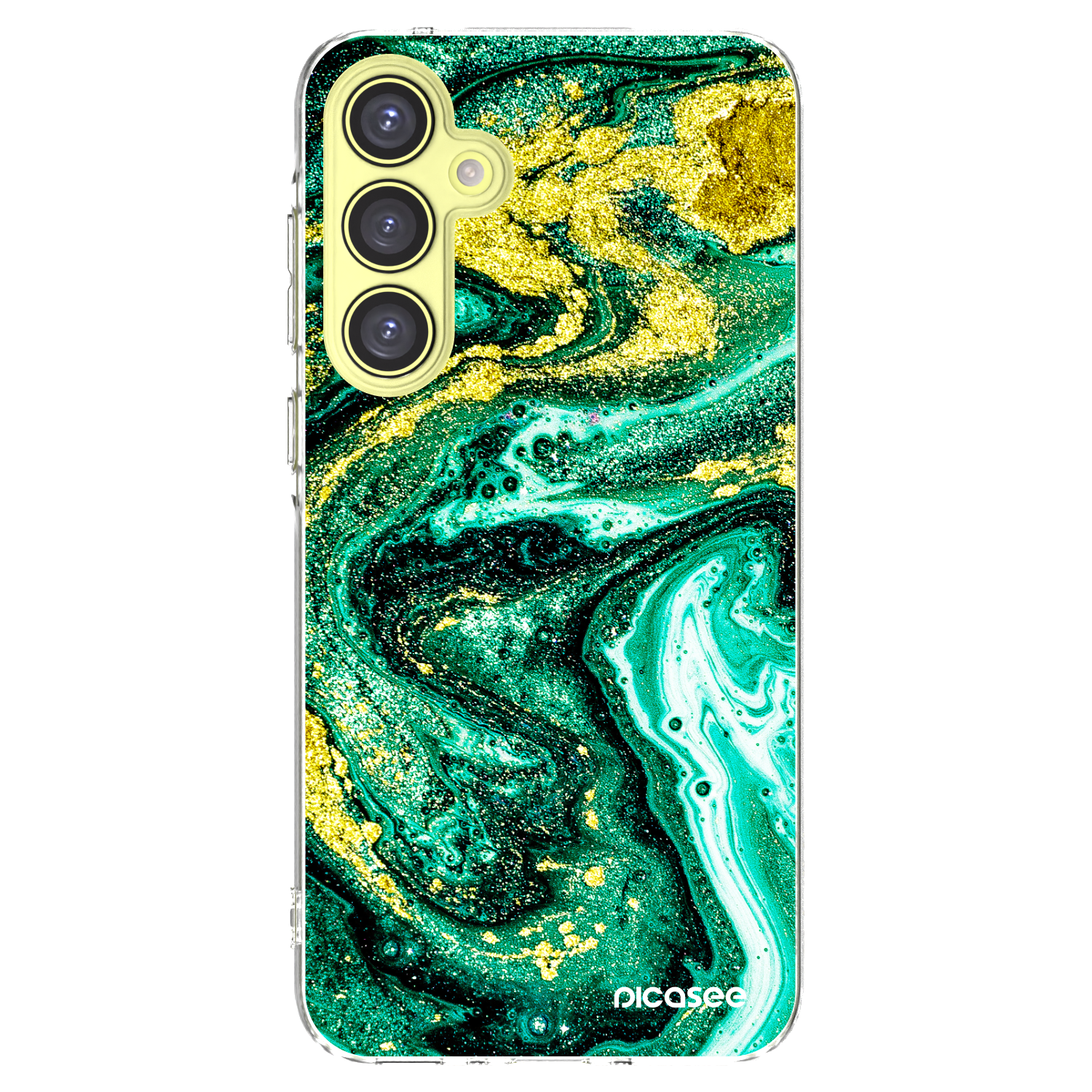 Picasee Samsung Galaxy A35 5G A356B Hülle - Transparentes Silikon - Green Gold