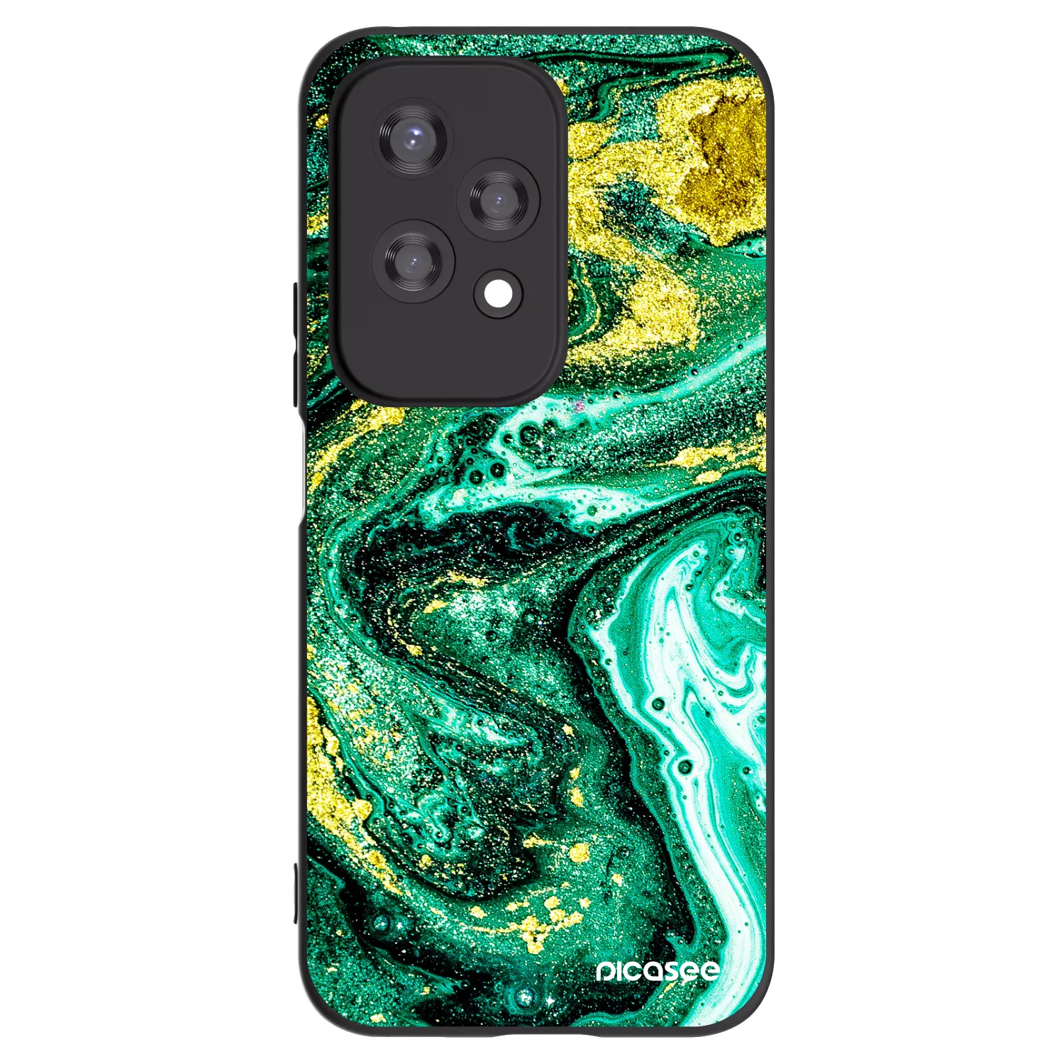 Picasee Honor 200 Lite Hülle - Schwarzes Silikon - Green Gold