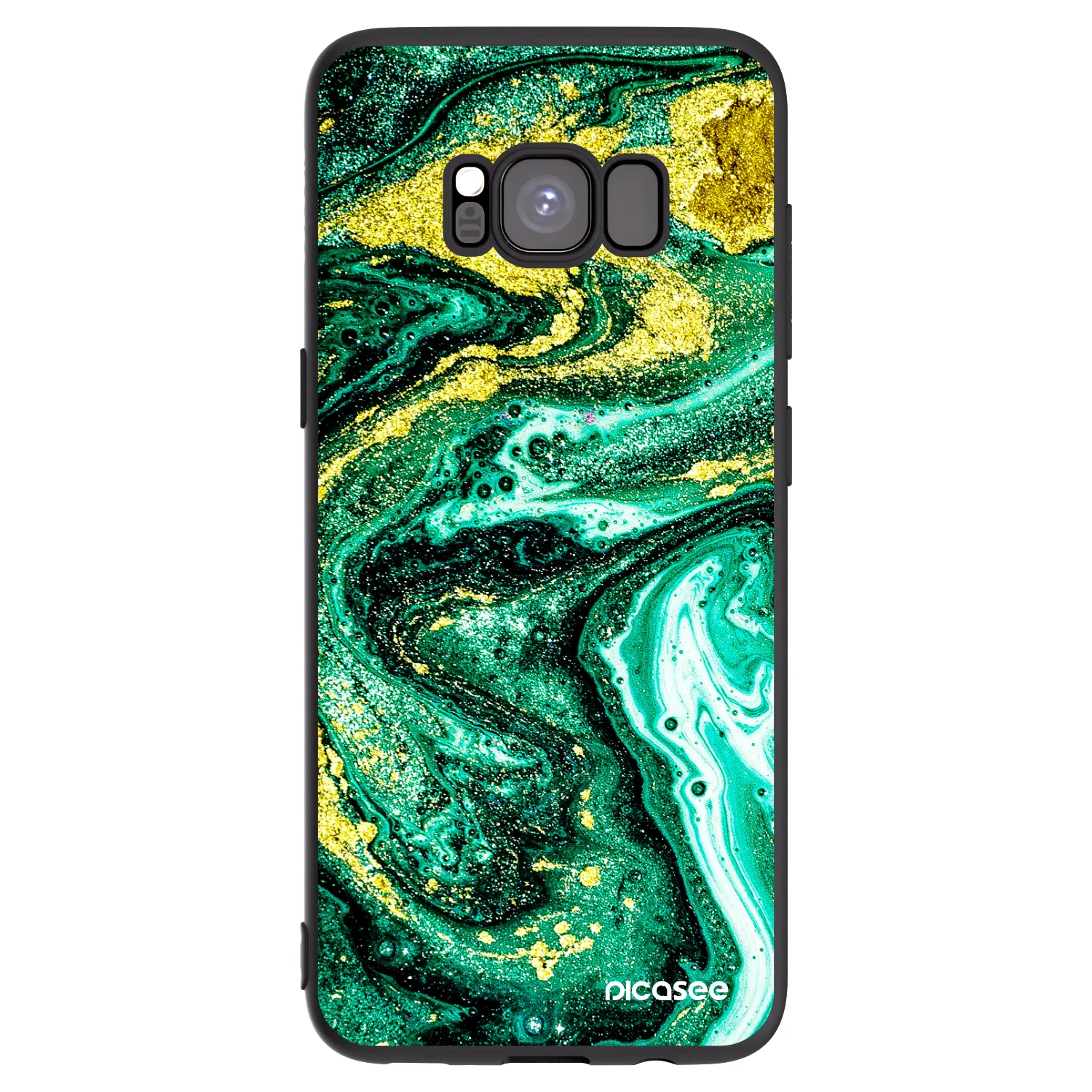 Picasee Samsung Galaxy S8 G950F Hülle - Schwarzes Silikon - Green Gold