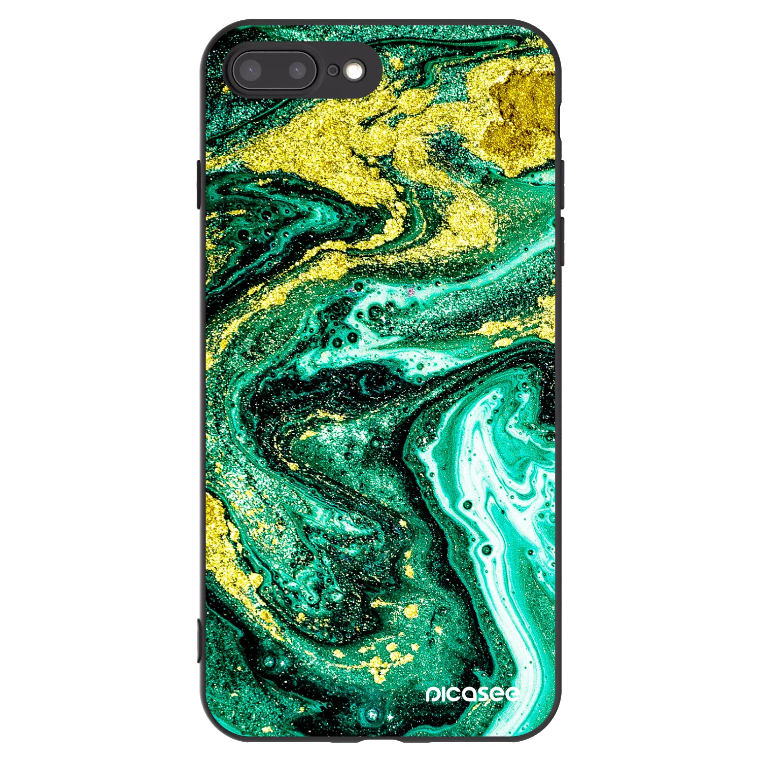 Picasee Apple iPhone 7 Plus Hülle - Schwarzes Silikon - Green Gold