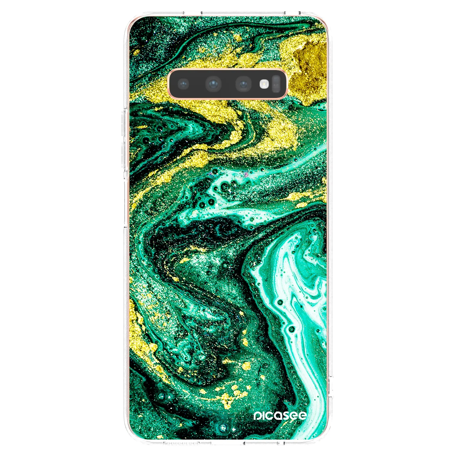 Picasee Samsung Galaxy S10 Plus G975 Hülle - Transparentes Silikon - Green Gold