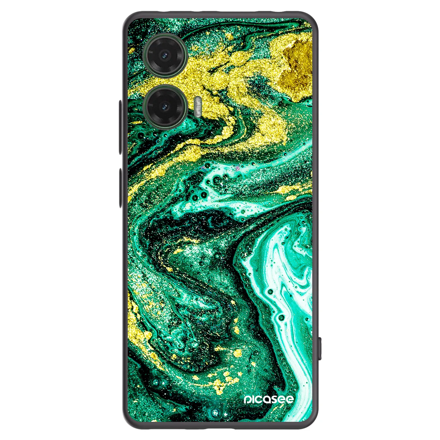 Picasee Motorola Moto G35 5G Hülle - Schwarzes Silikon - Green Gold