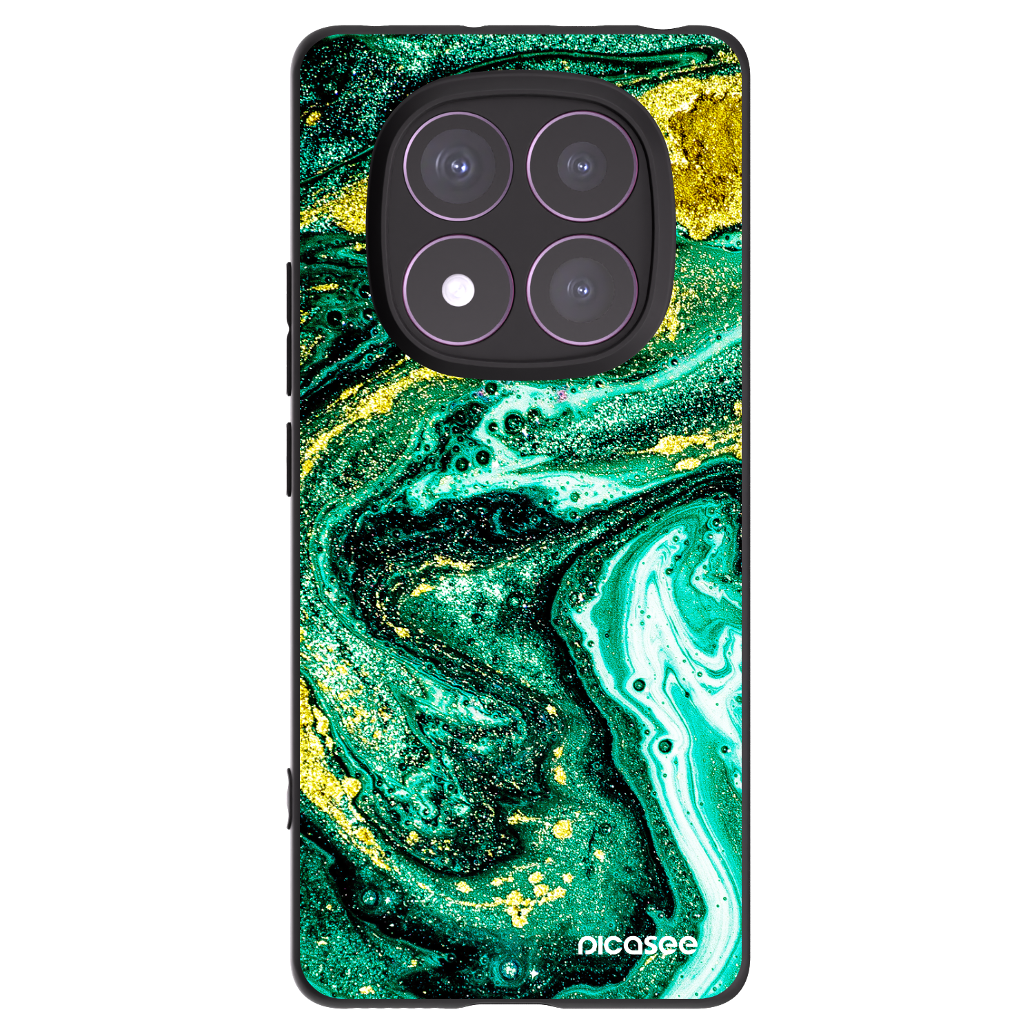 Picasee Xiaomi Redmi Note 14 Pro 4G Hülle - Schwarzes Silikon - Green Gold