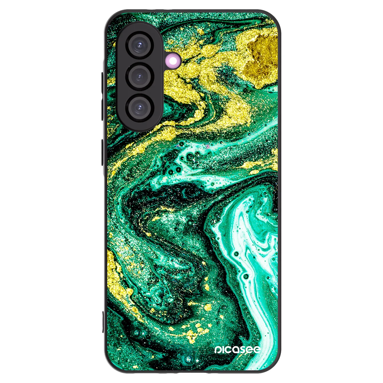 Picasee Samsung Galaxy A56 5G A566B Hülle - Schwarzes Silikon - Green Gold