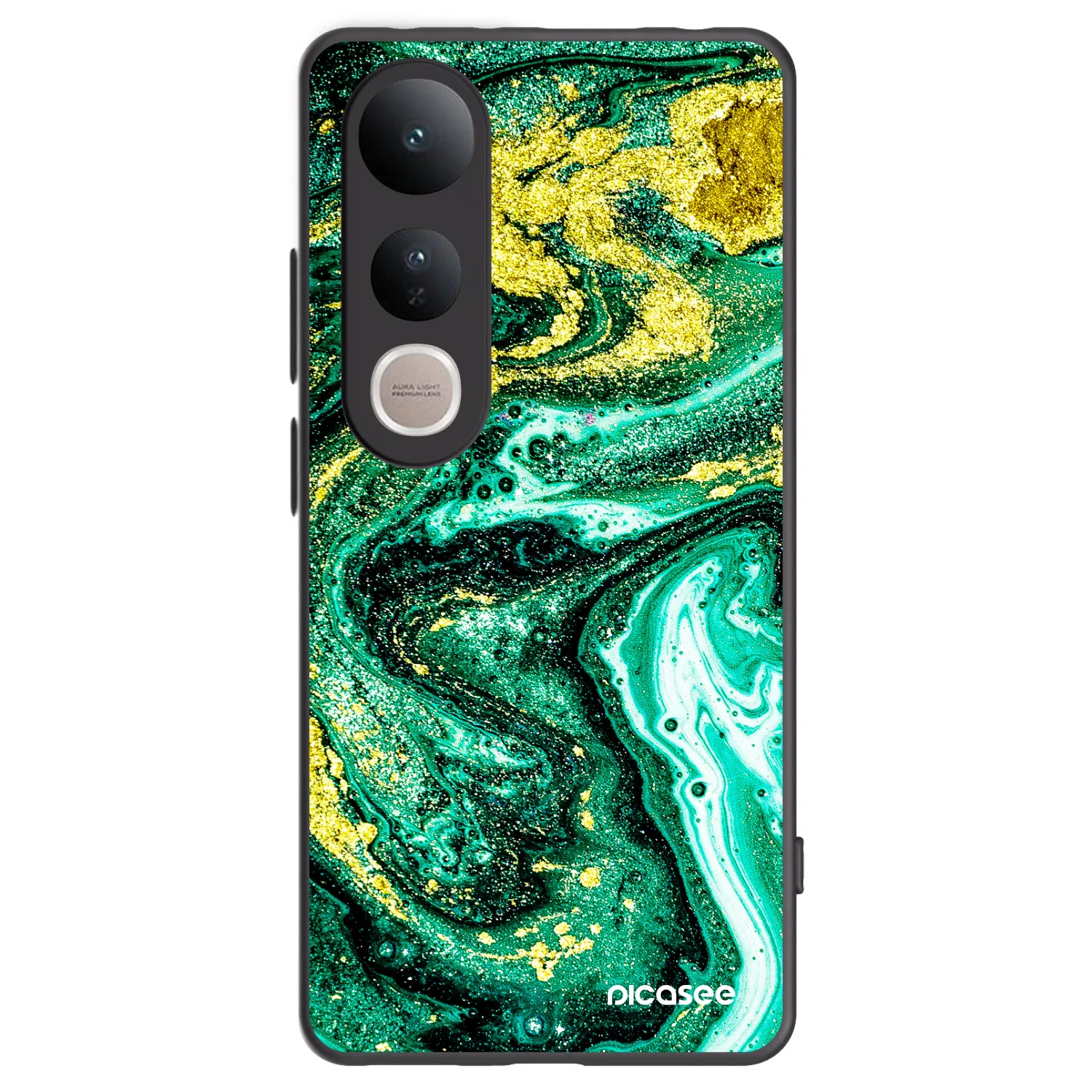 Picasee Vivo V50 Lite 5G Hülle - Schwarzes Silikon - Green Gold