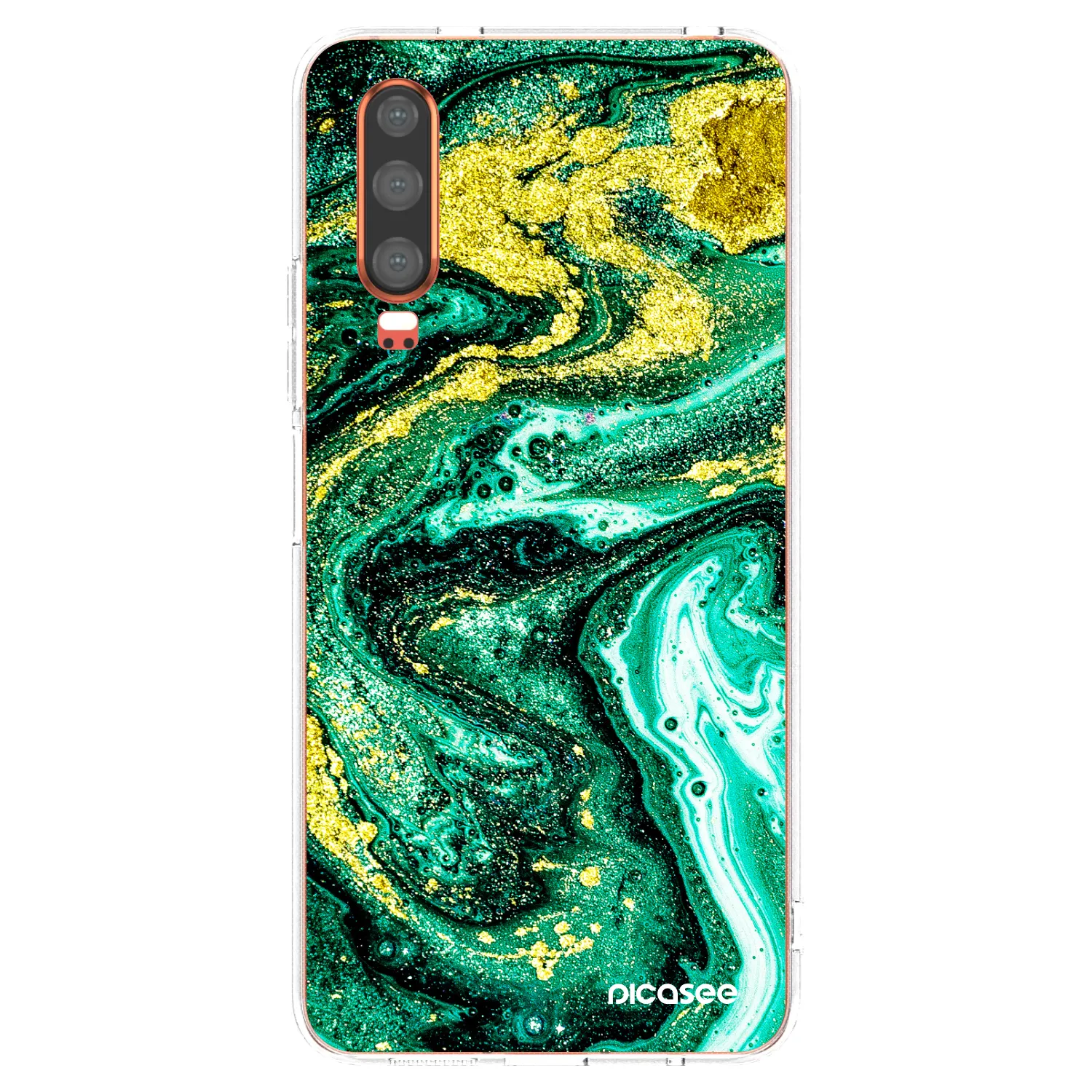 Picasee Huawei P30 Hülle - Transparentes Silikon - Green Gold