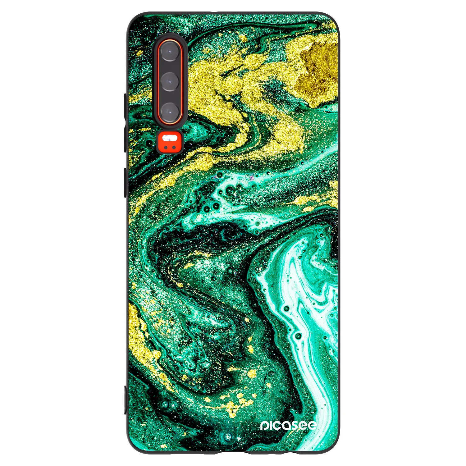Picasee Huawei P30 Hülle - Schwarzes Silikon - Green Gold