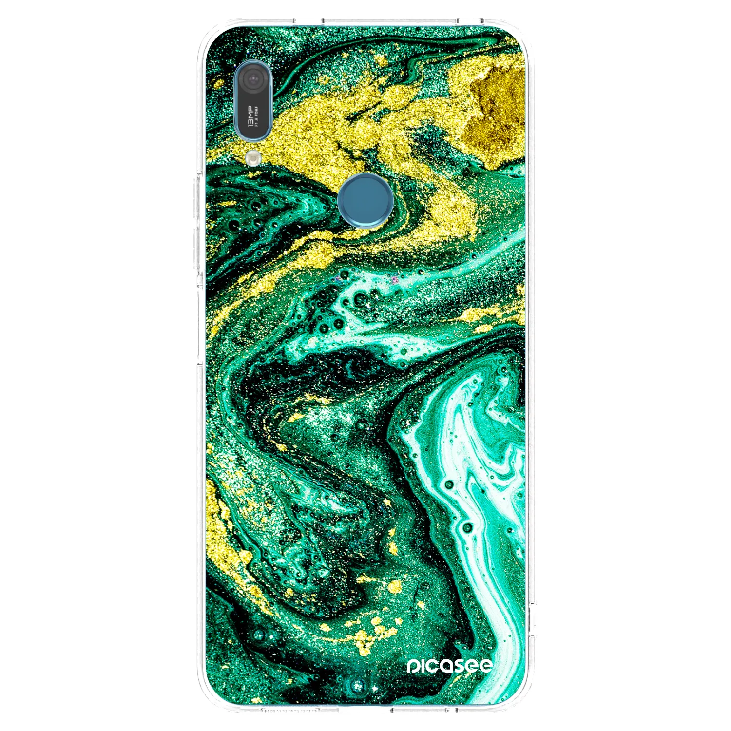 Picasee Huawei Y6 2019 Hülle - Transparentes Silikon - Green Gold