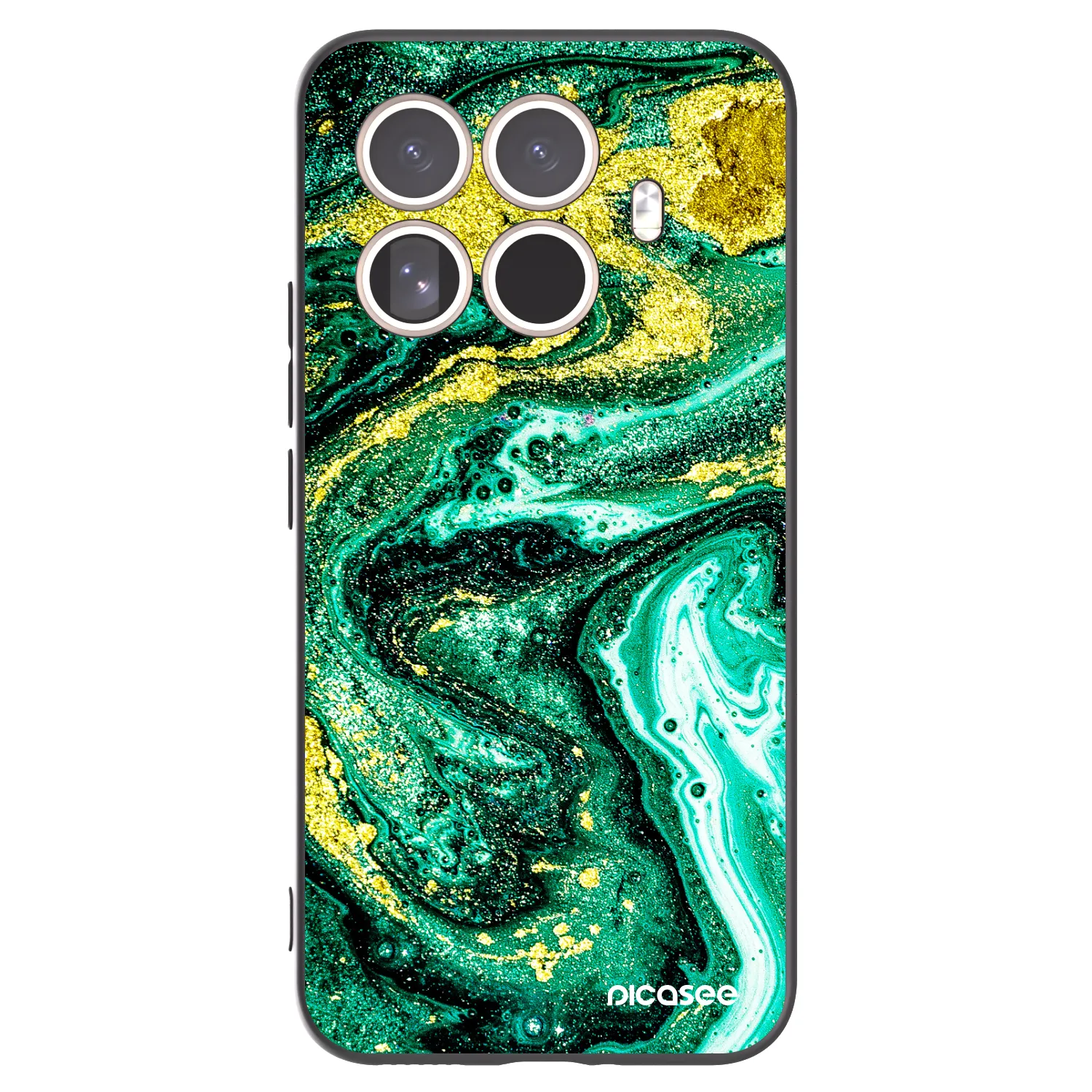 Picasee Xiaomi 15T Pro Hülle - Schwarzes Silikon - Green Gold