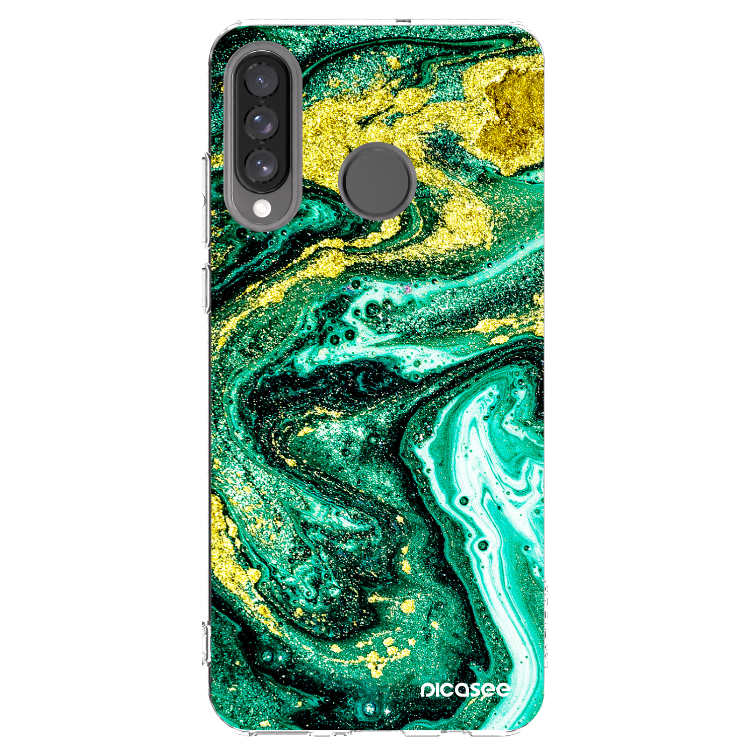 Picasee Huawei P30 Lite Hülle - Transparentes Silikon - Green Gold