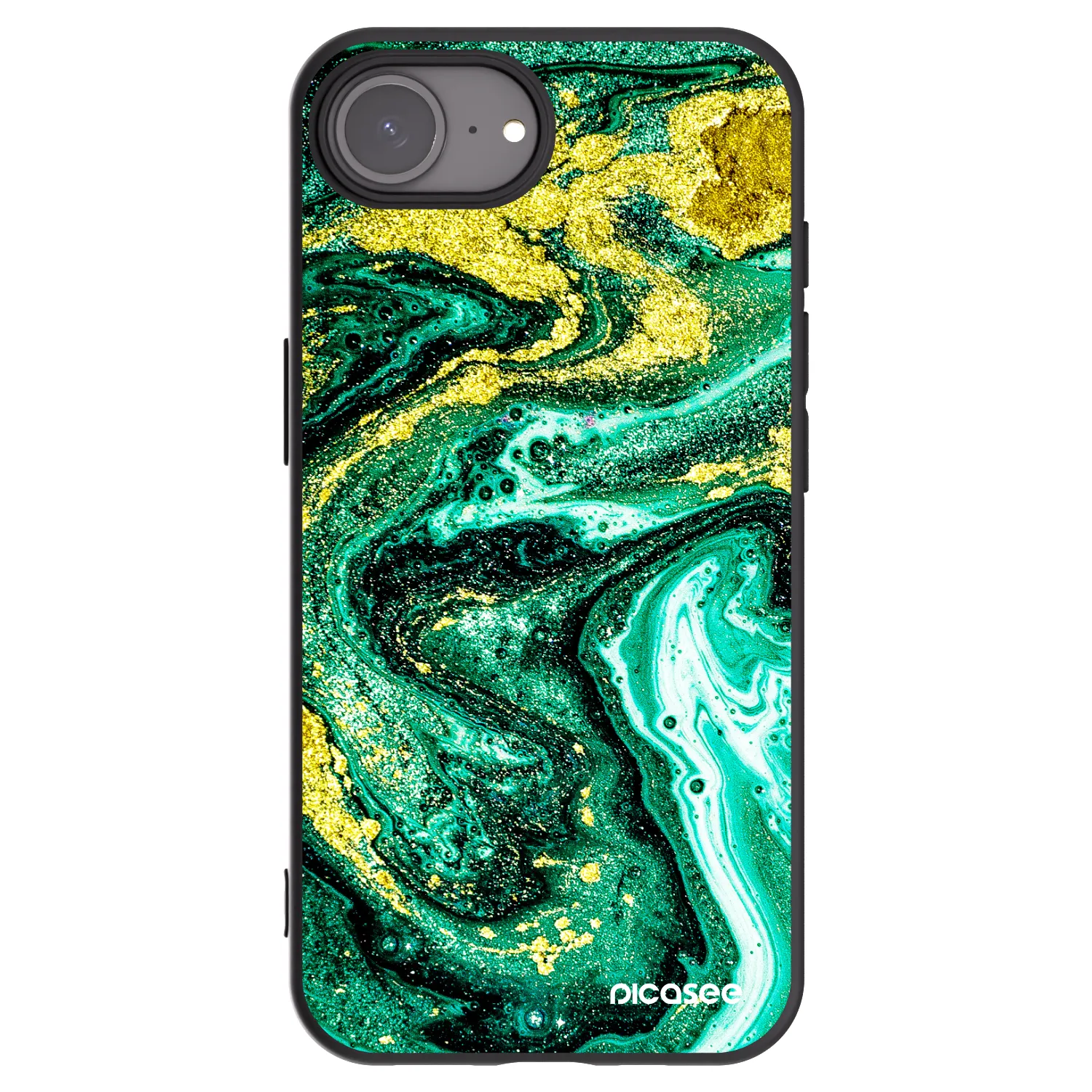 Picasee Apple iPhone 17e Hülle - Schwarzes Silikon - Green Gold