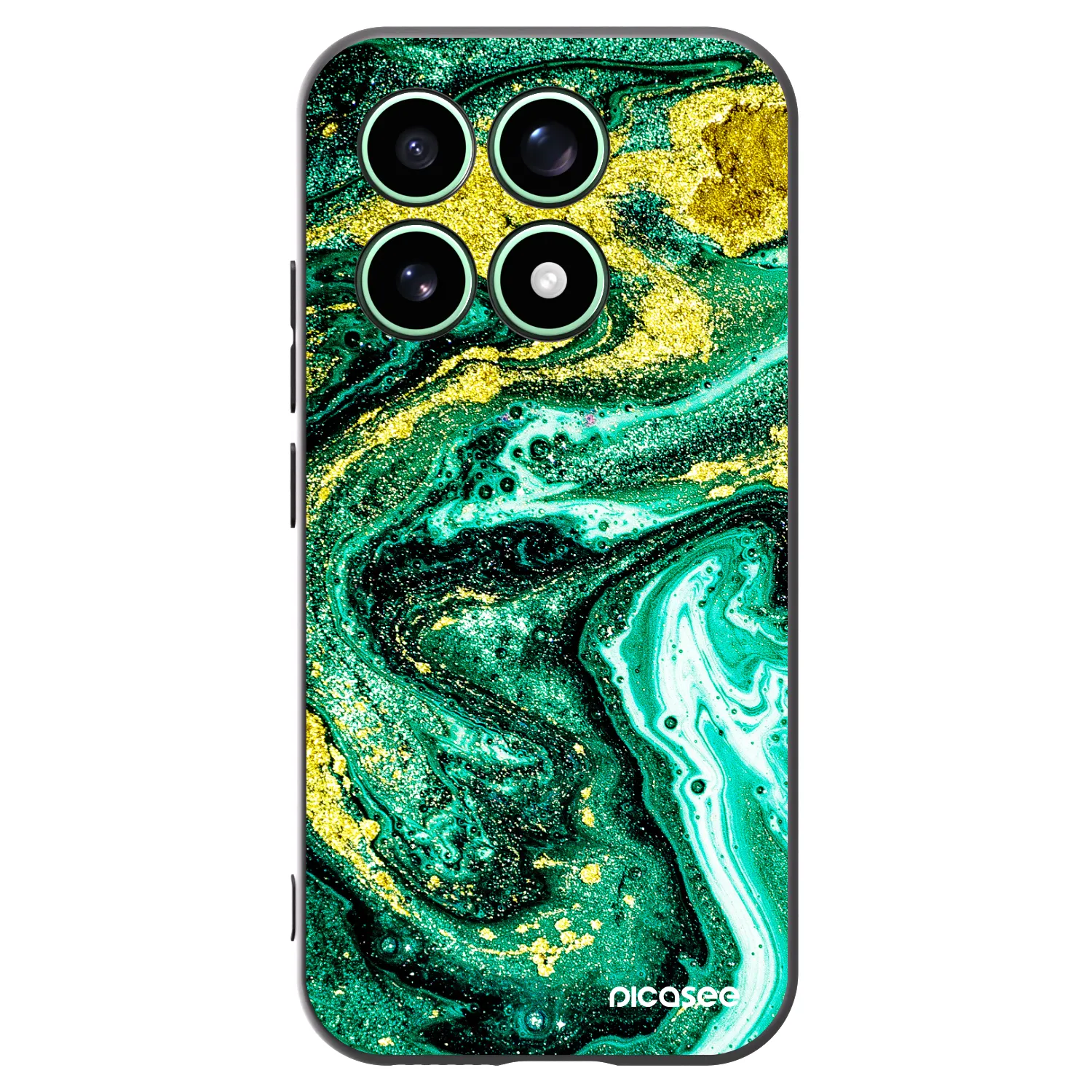 Picasee Xiaomi 17 Hülle - Schwarzes Silikon - Green Gold