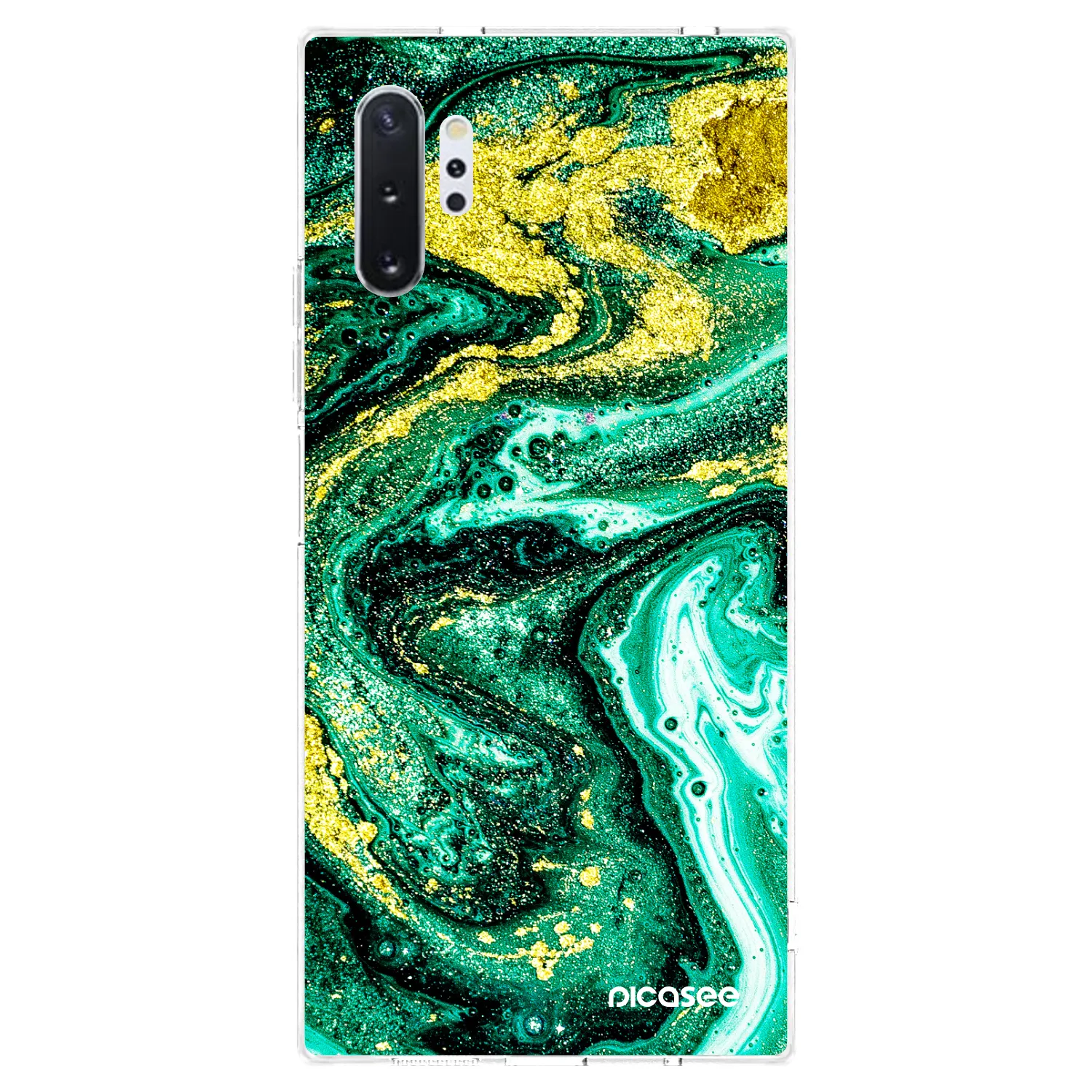 Picasee Samsung Galaxy Note 10+ N975F Hülle - Transparentes Silikon - Green Gold
