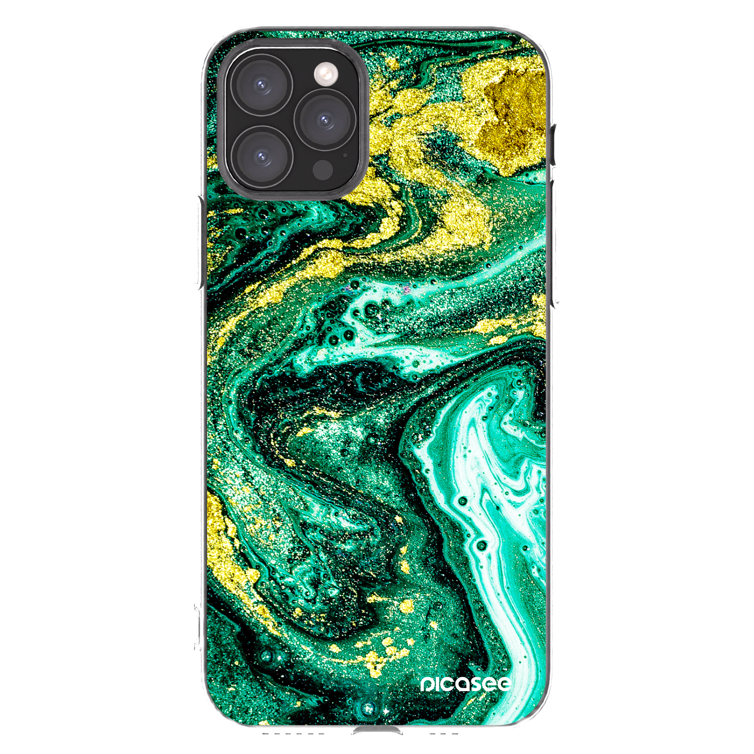 Picasee Apple iPhone 11 Pro Hülle - Transparentes Silikon - Green Gold