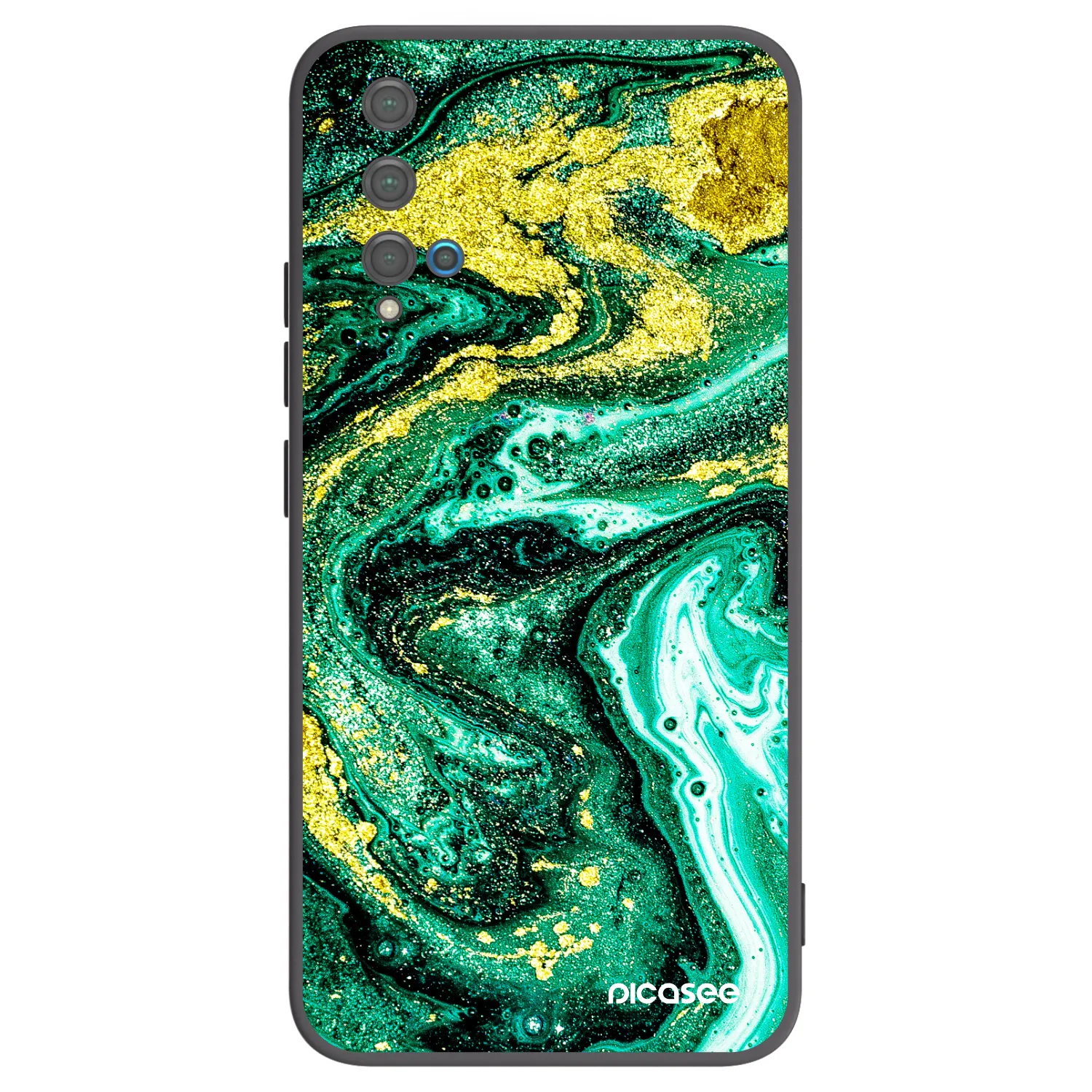 Picasee Huawei Nova 5T Hülle - Schwarzes Silikon - Green Gold
