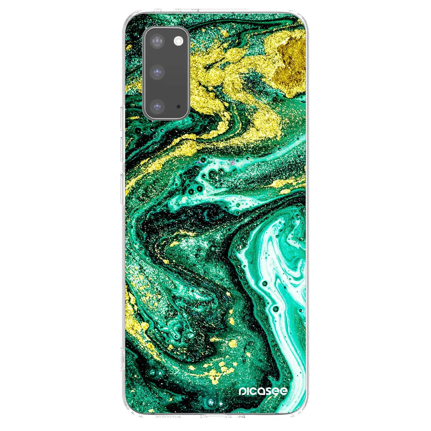 Picasee Samsung Galaxy S20 G980F Hülle - Transparentes Silikon - Green Gold