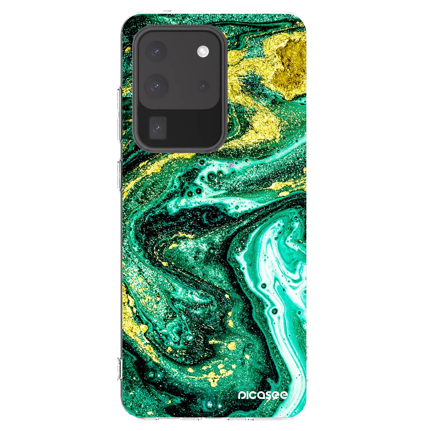 Picasee Samsung Galaxy S20 Ultra 5G G988F Hülle - Transparentes Silikon - Green Gold