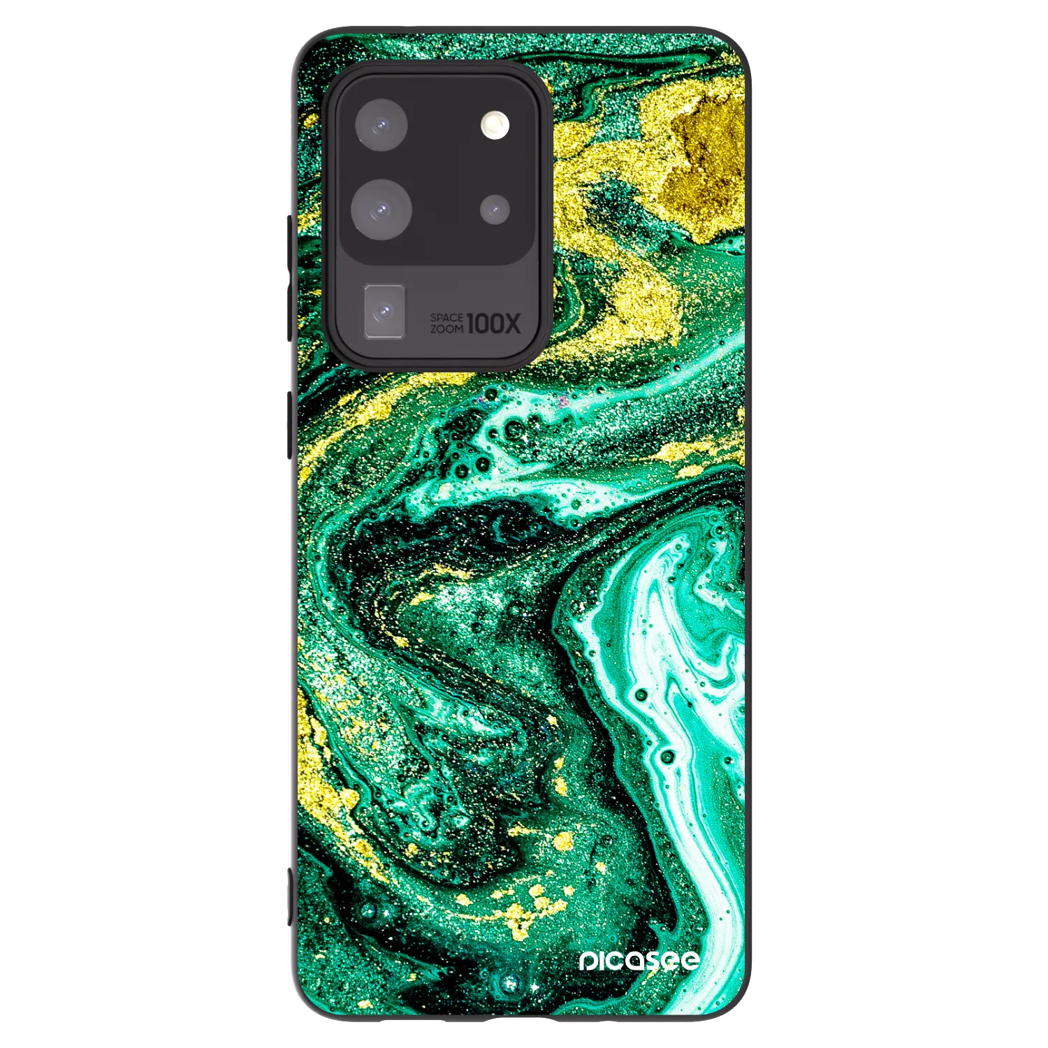 Picasee Samsung Galaxy S20 Ultra 5G G988F Hülle - Schwarzes Silikon - Green Gold