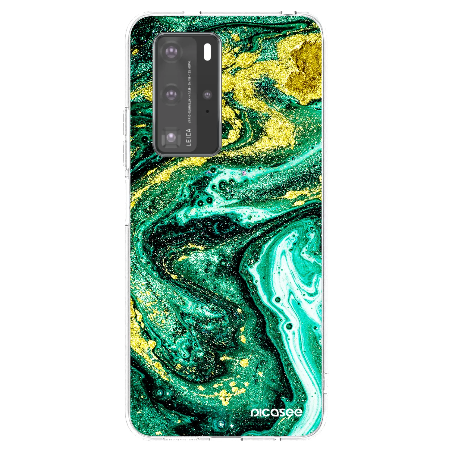 Picasee Huawei P40 Pro Hülle - Transparentes Silikon - Green Gold