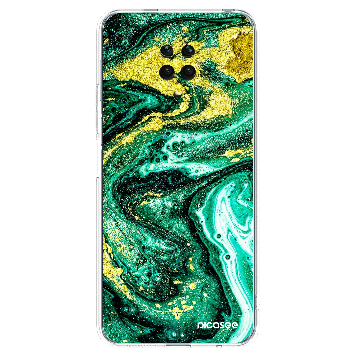 Picasee Xiaomi Redmi Note 9S Hülle - Transparentes Silikon - Green Gold