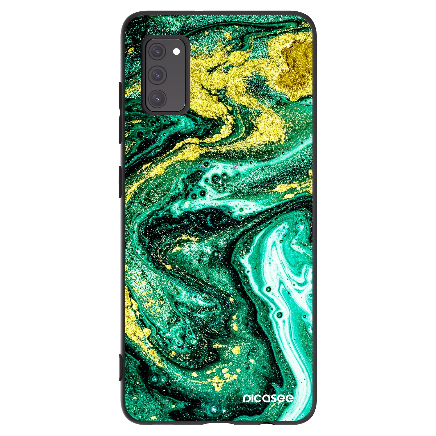 Picasee Samsung Galaxy A41 A415F Hülle - Schwarzes Silikon - Green Gold