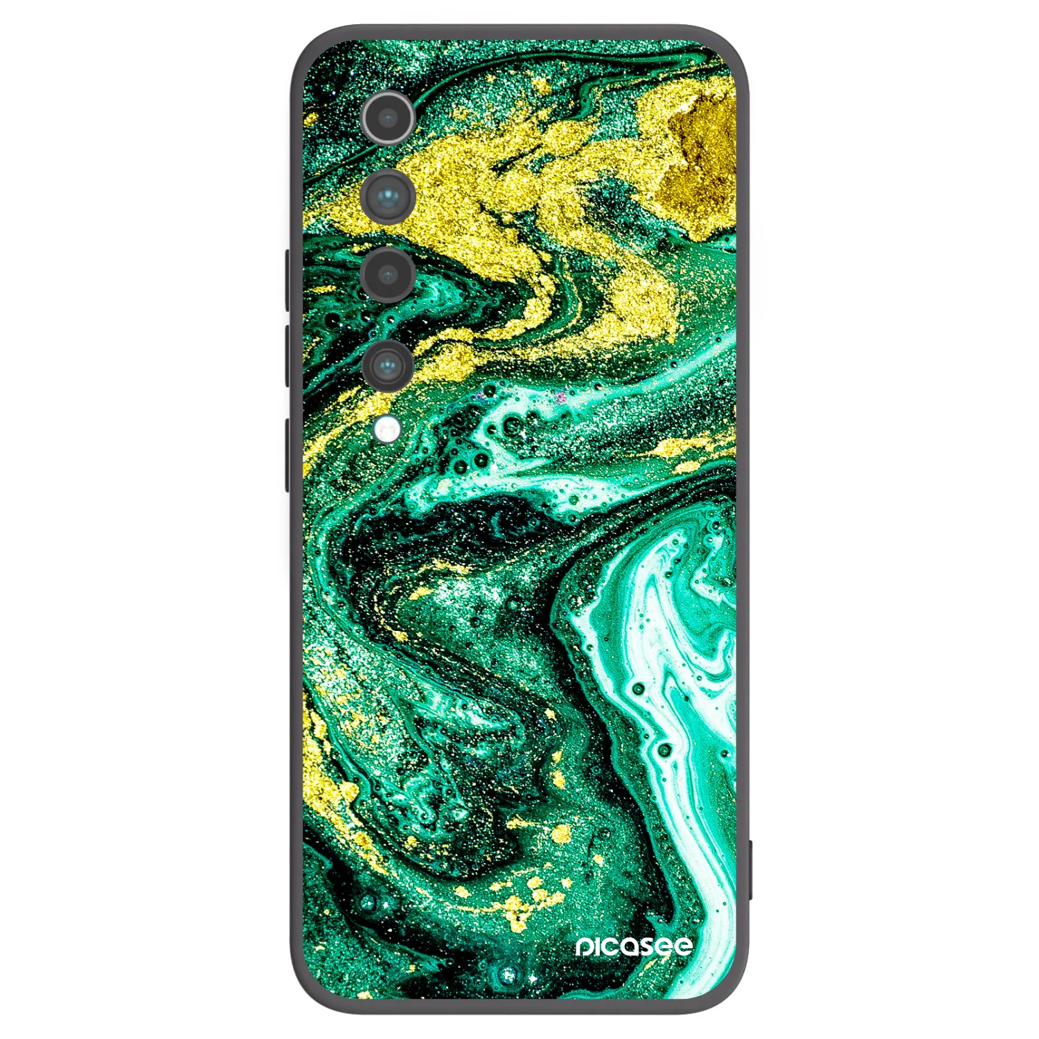 Picasee Xiaomi Mi 10 Hülle - Schwarzes Silikon - Green Gold