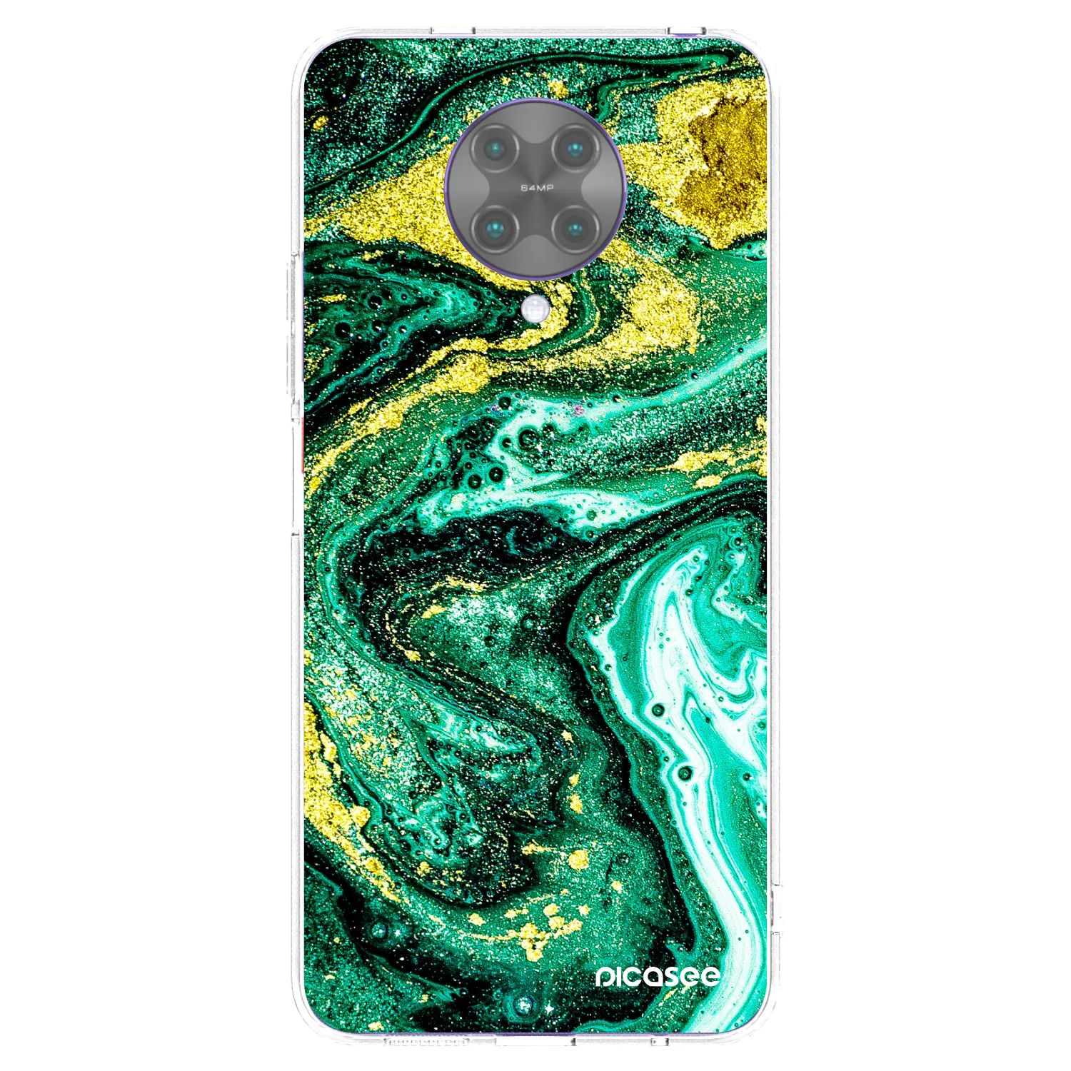 Picasee Xiaomi Poco F2 Pro Hülle - Transparentes Silikon - Green Gold