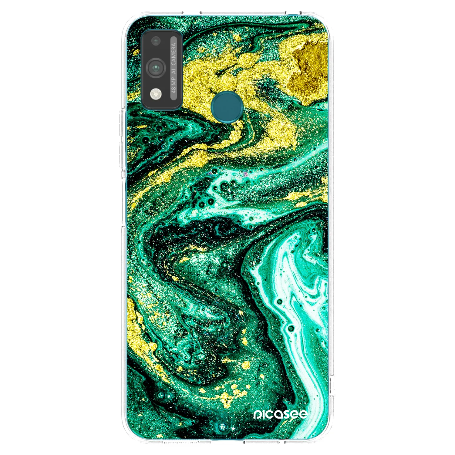 Picasee Honor 9X Lite Hülle - Transparentes Silikon - Green Gold