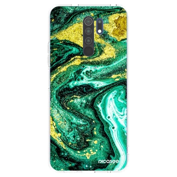 Picasee Xiaomi Redmi 9 Hülle - Transparentes Silikon - Green Gold