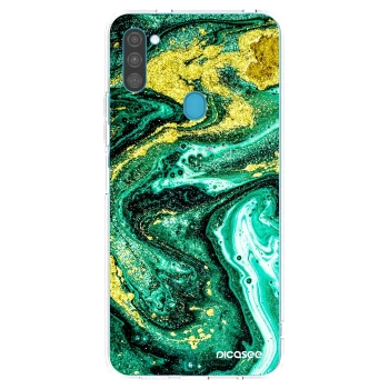 Picasee Samsung Galaxy M11 Hülle - Transparentes Silikon - Green Gold